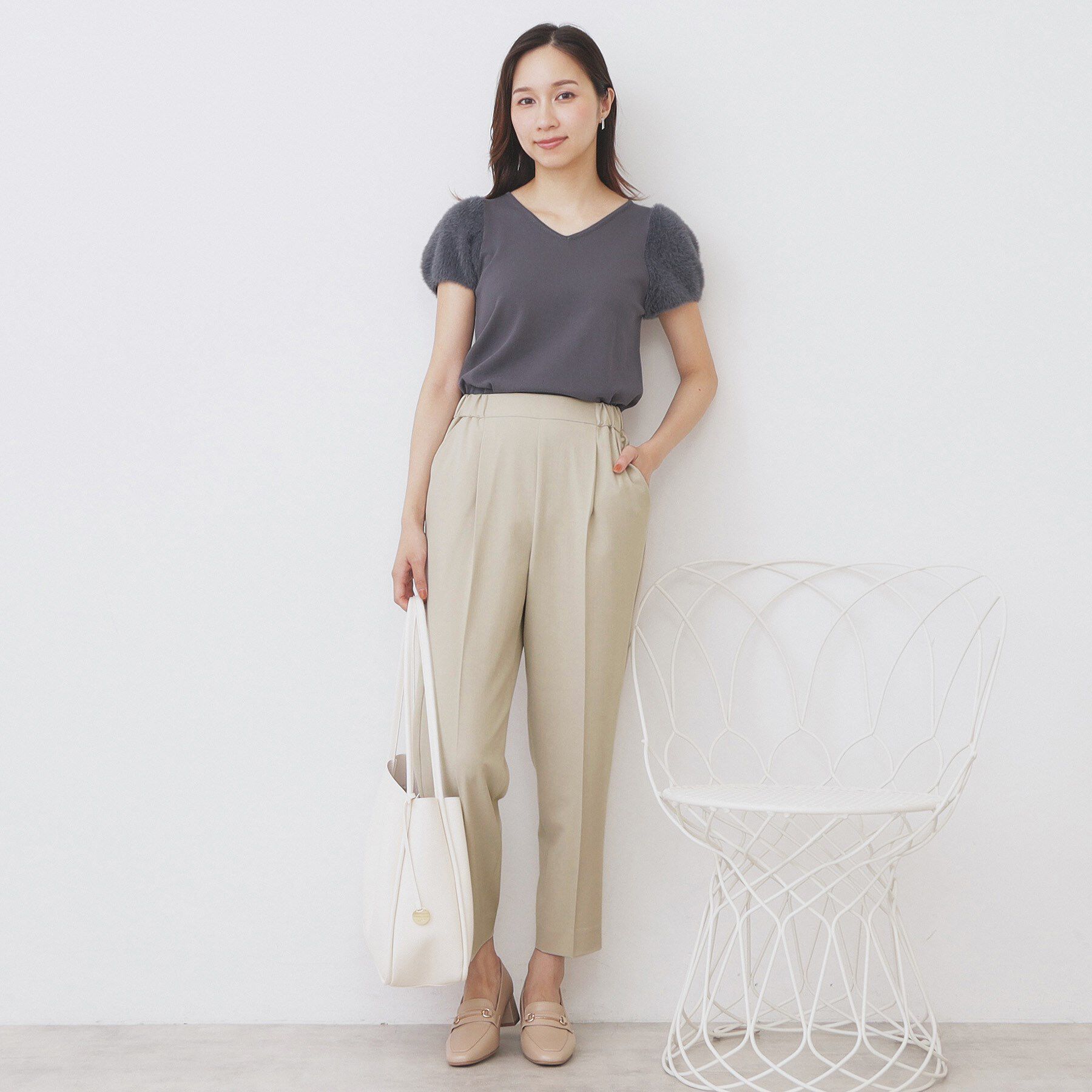 index「ラメピンストライプイージーテーパードパンツ【洗濯機洗い可/ストレッチ】」|その他|