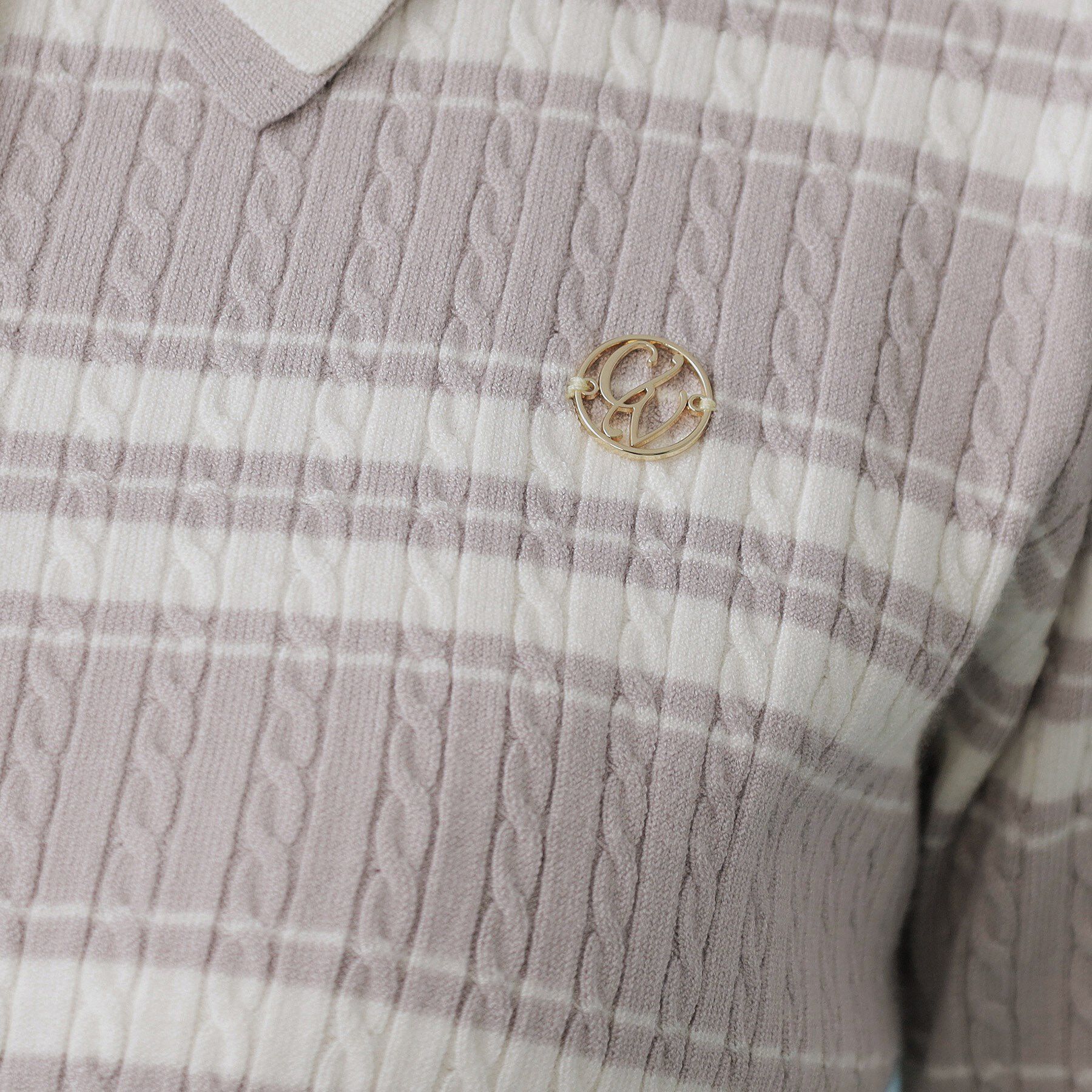 index「ランダムボーダーケーブルポロニット【洗濯機洗い可/抗ピル】」|ニット・セーター|