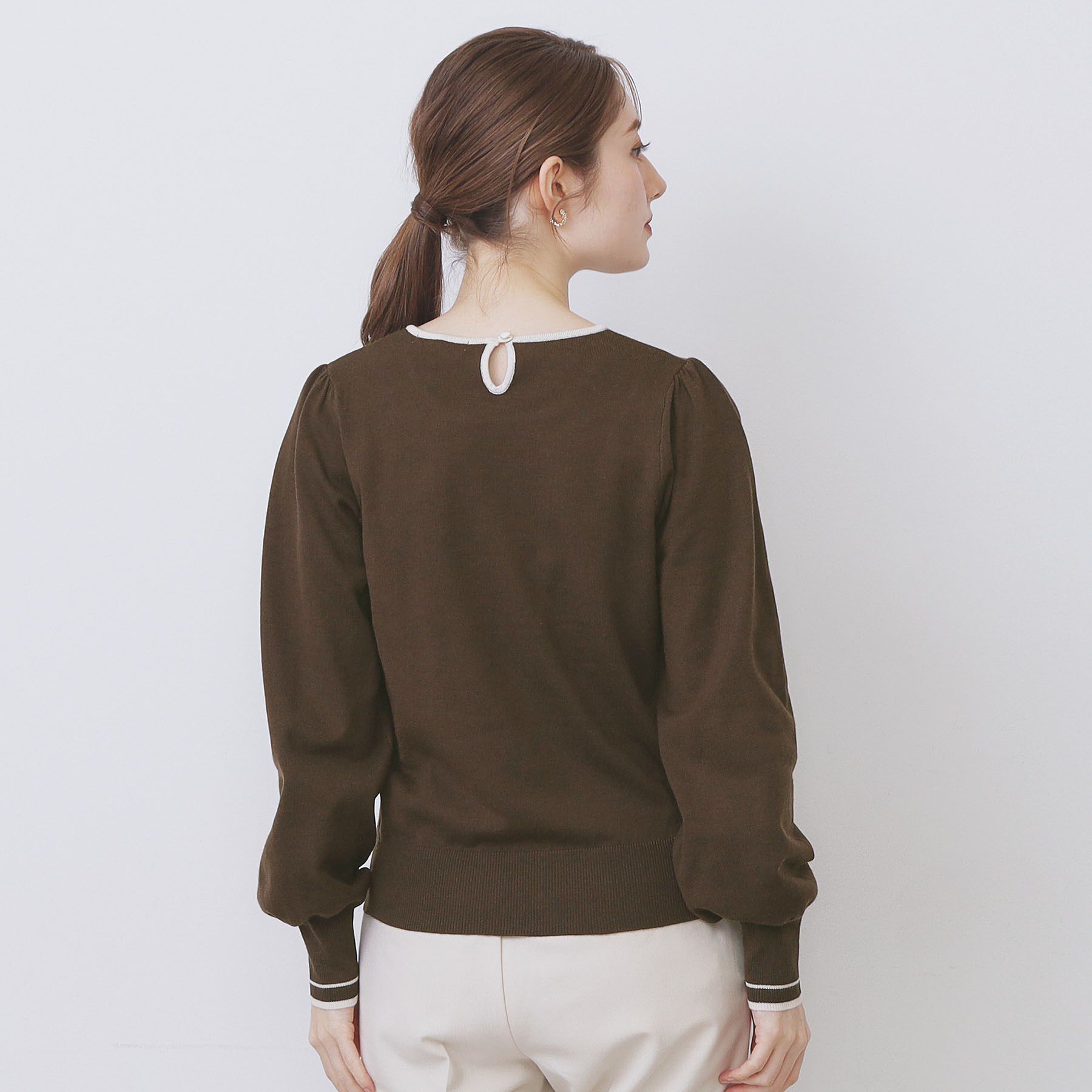 index「バイカラーパフスリーブニット【洗濯機OK】」|ニット・セーター|