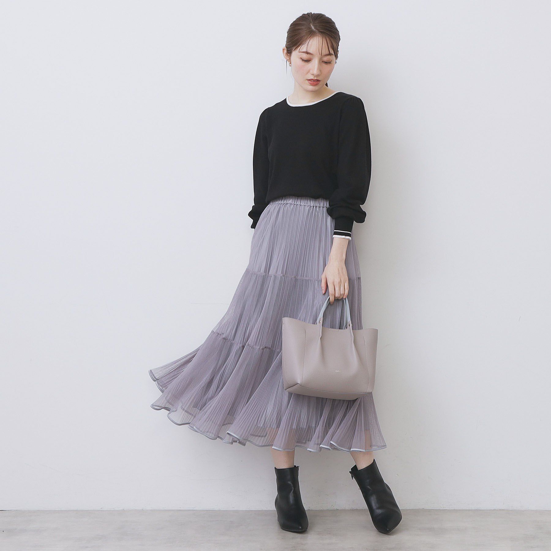 index「バイカラーパフスリーブニット【洗濯機OK】」|ニット・セーター|