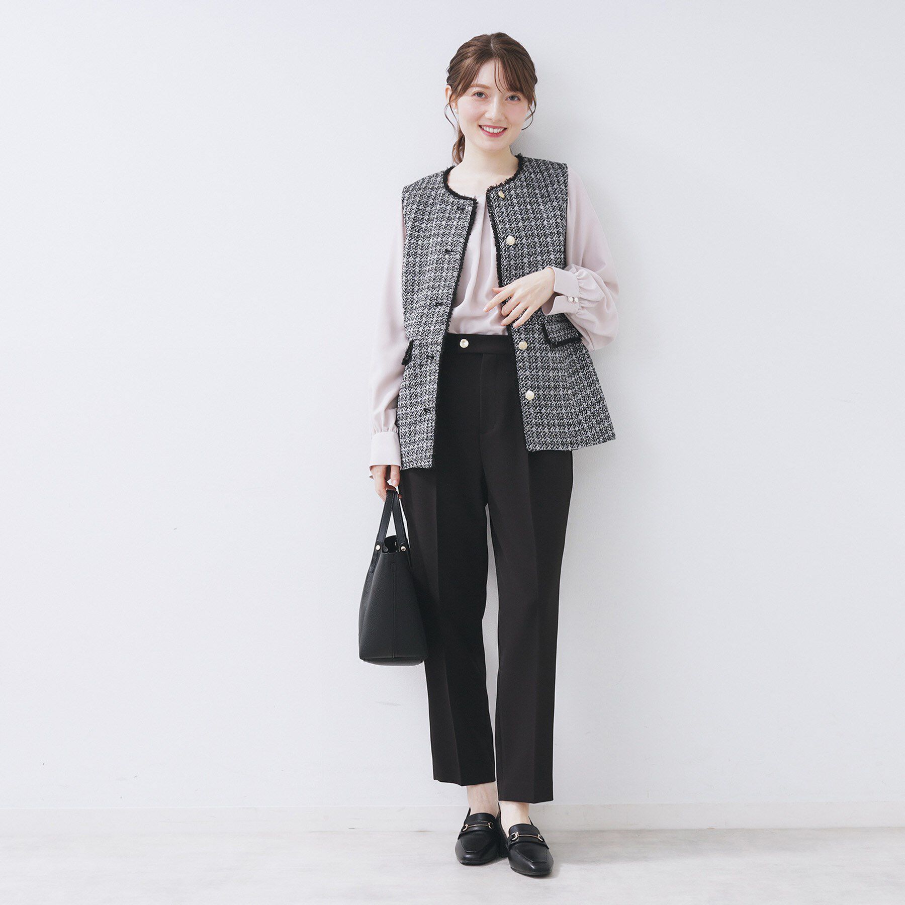 index「ファンシーツイードペプラムジレ【洗える】」|ベスト・ジレ|