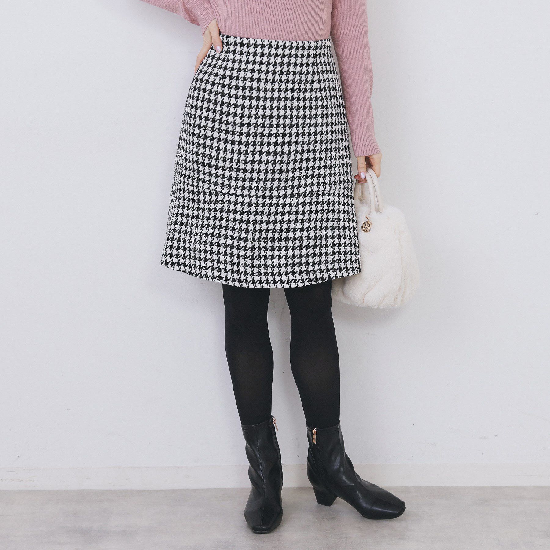 index「ラメスパンコール千鳥柄ペプラムミニスカート【洗濯機OK/イージーアイロン】」|スカート|