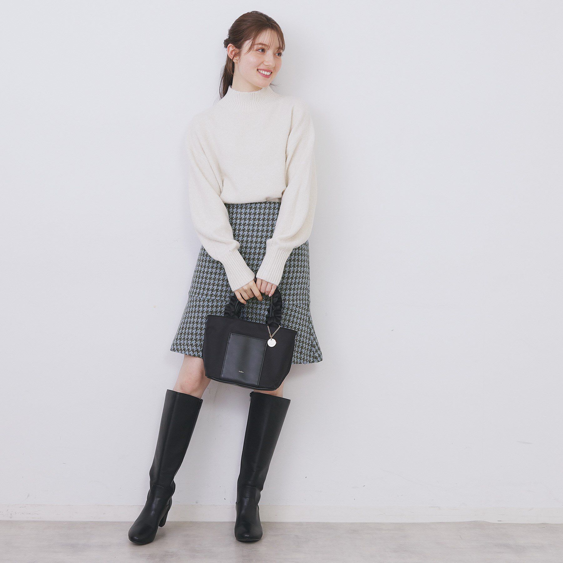 index「ラメスパンコール千鳥柄ペプラムミニスカート【洗濯機OK/イージーアイロン】」|スカート|