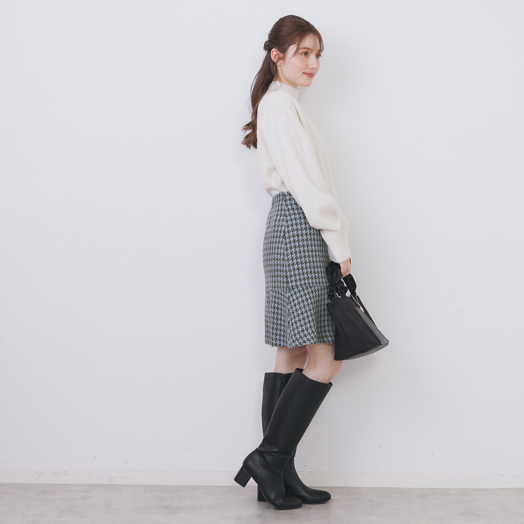 index「ラメスパンコール千鳥柄ペプラムミニスカート【洗濯機OK/イージーアイロン】」|スカート|