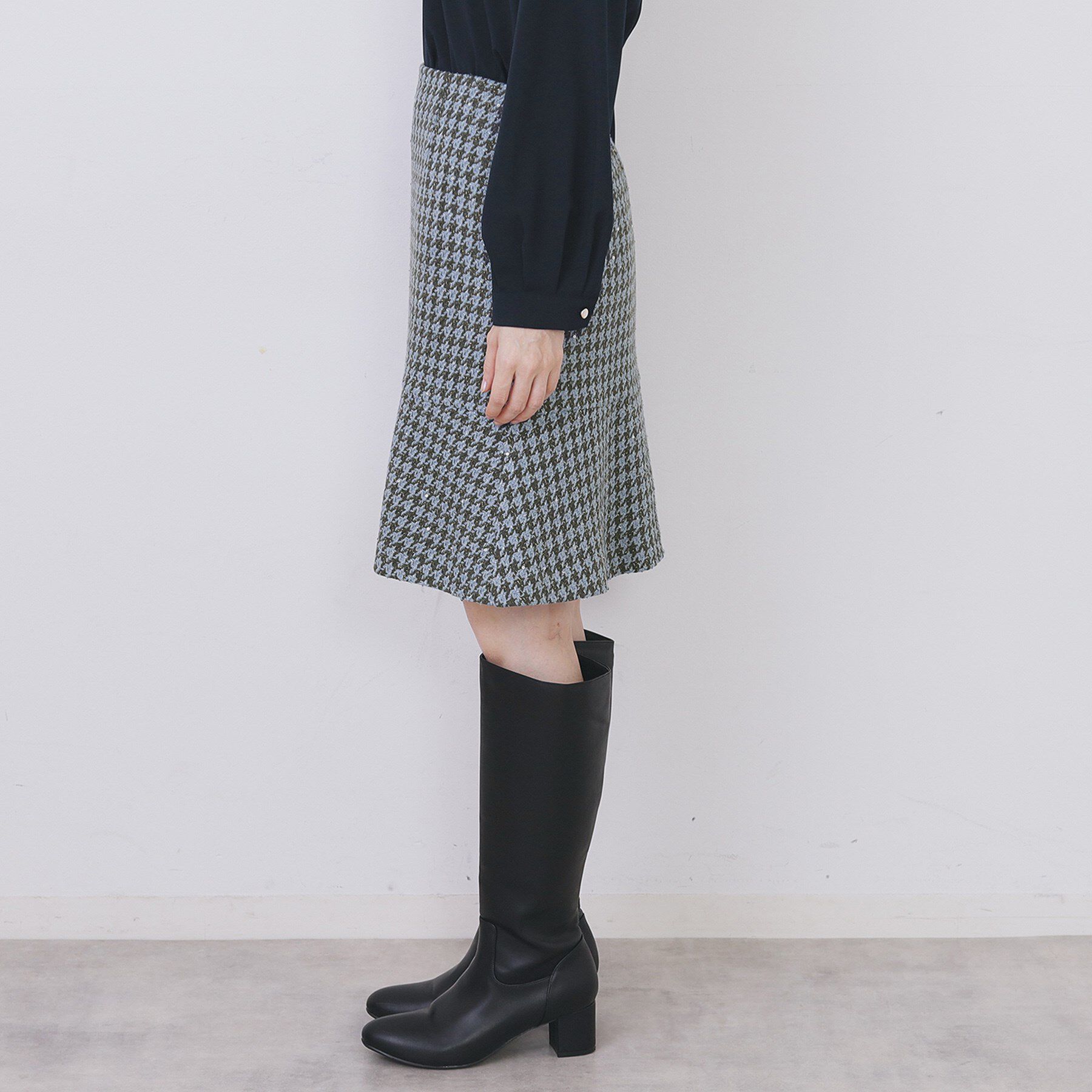 index「ラメスパンコール千鳥柄ペプラムミニスカート【洗濯機OK/イージーアイロン】」|スカート|