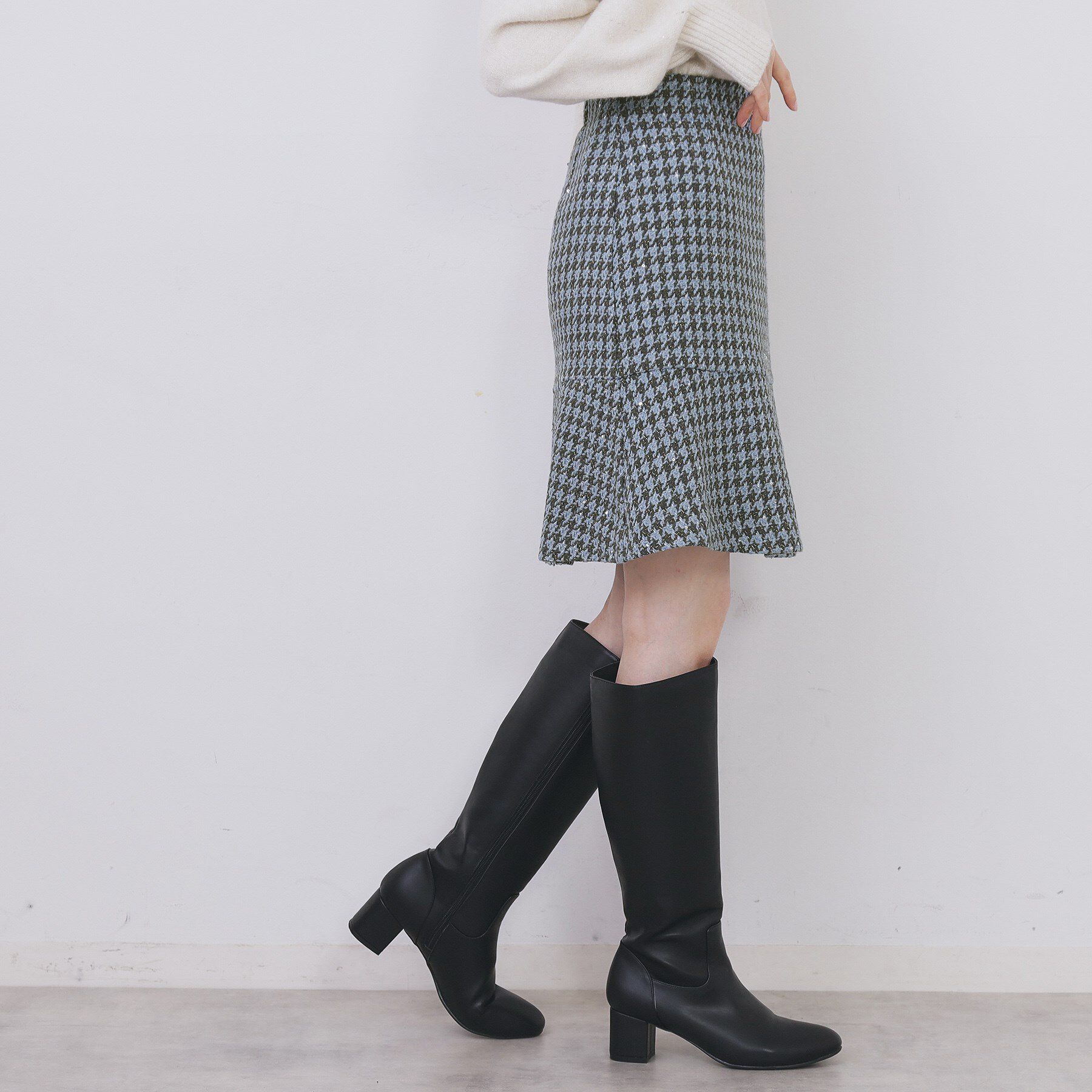 index「ラメスパンコール千鳥柄ペプラムミニスカート【洗濯機OK/イージーアイロン】」|スカート|