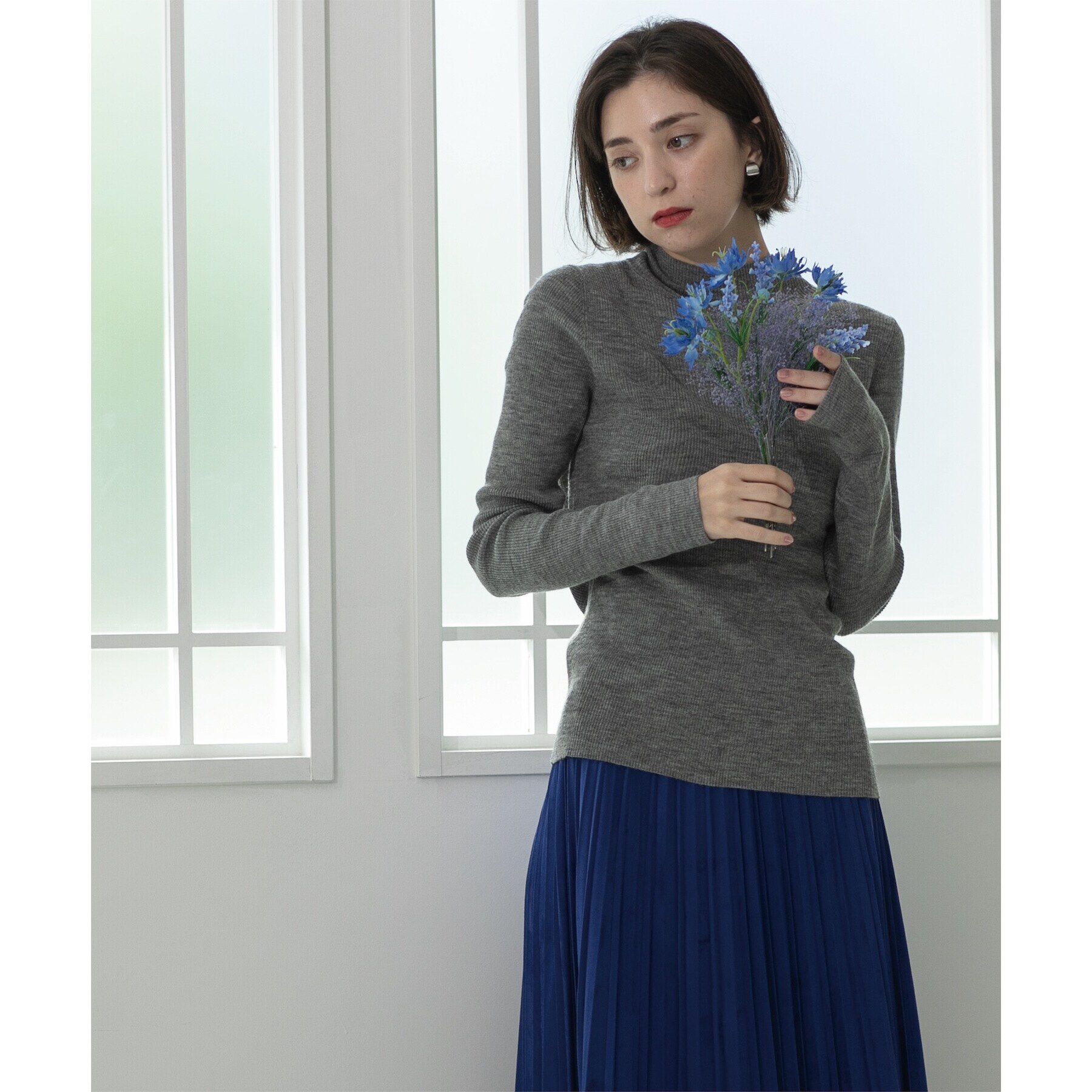 OPAQUE.CLIP「《5color》ハイネックシアーリブニット【洗濯機洗い可】」|ニット・セーター|