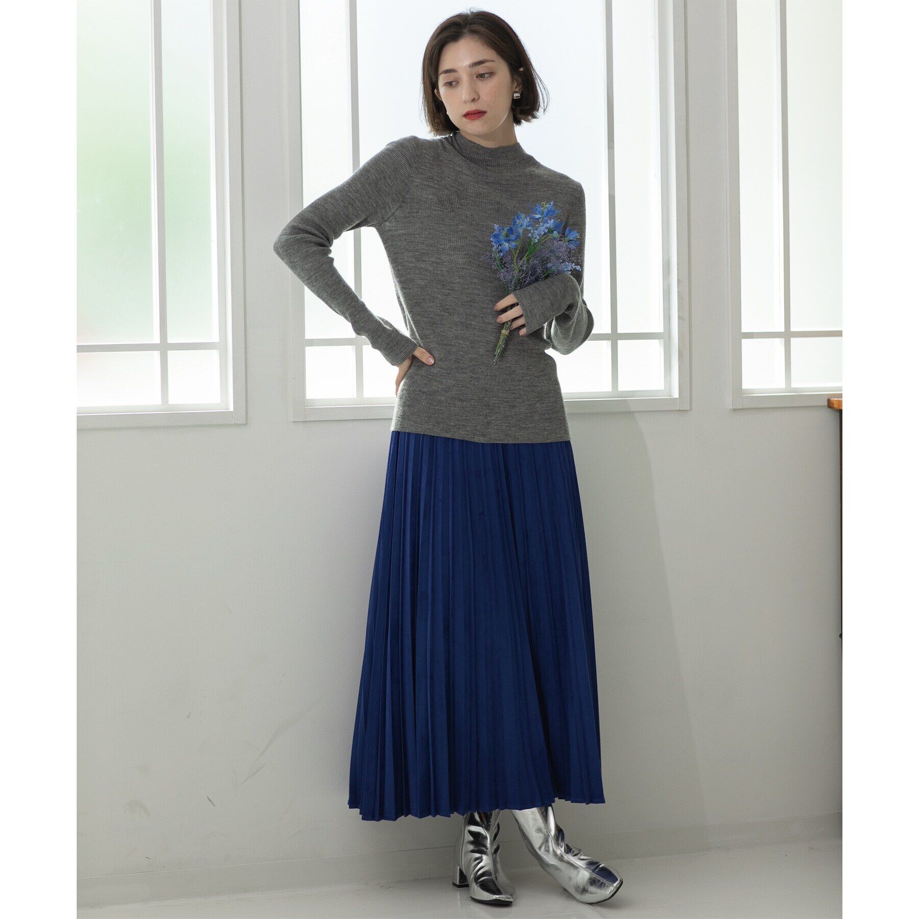 OPAQUE.CLIP「《5color》ハイネックシアーリブニット【洗濯機洗い可】」|ニット・セーター|