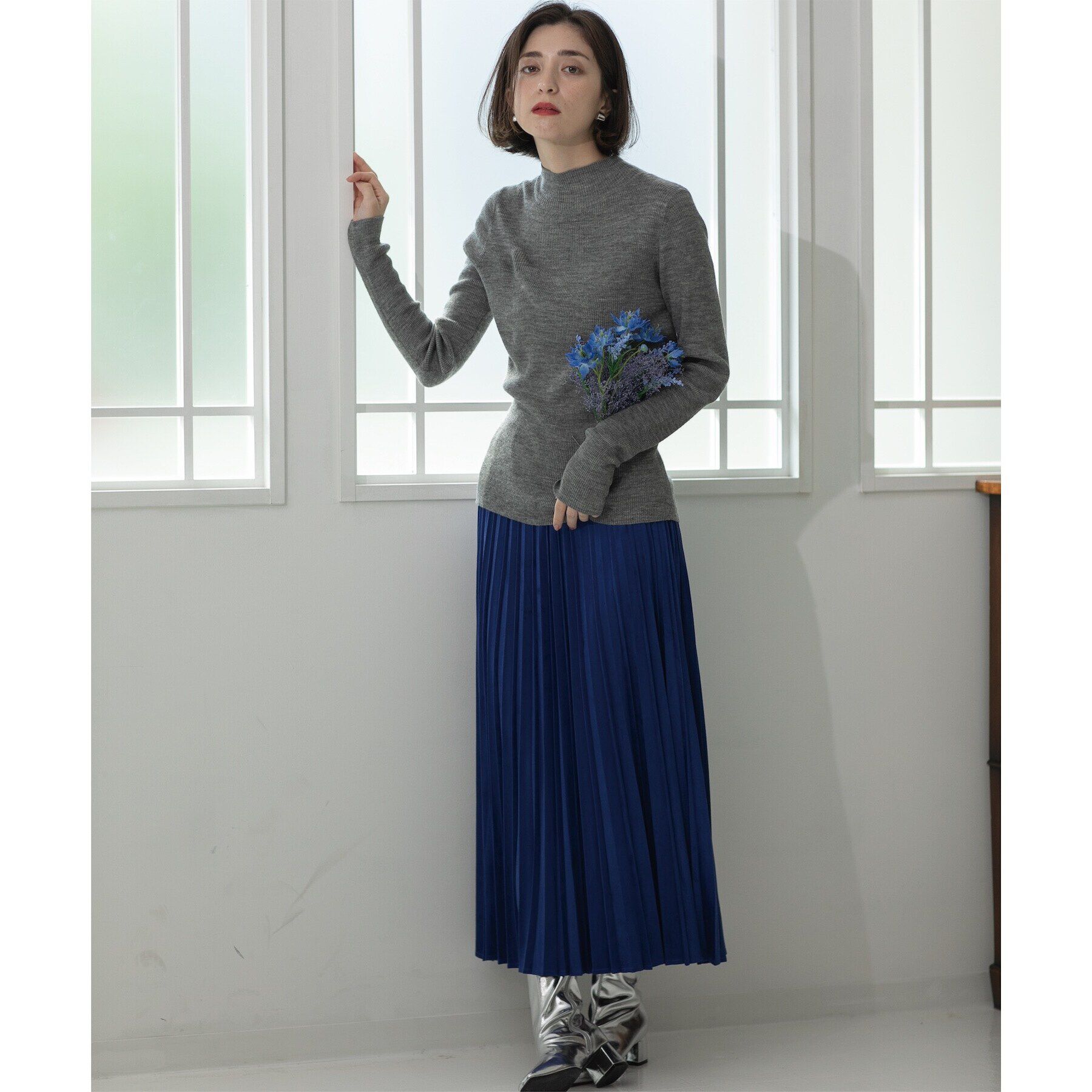 OPAQUE.CLIP「《5color》ハイネックシアーリブニット【洗濯機洗い可】」|ニット・セーター|