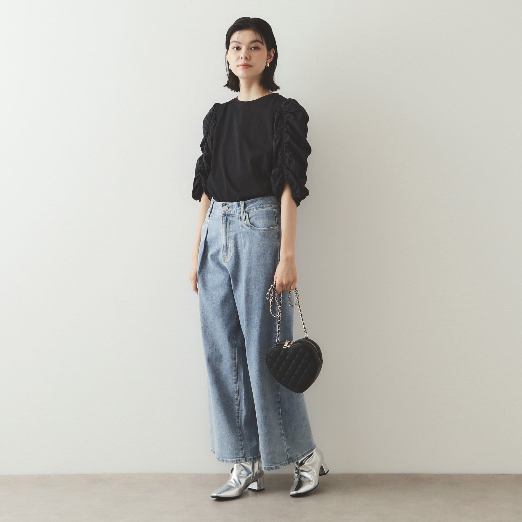 OPAQUE.CLIP「シアーシャーリングスリーブ ドッキングカットソー【洗濯機洗い可】」|Tシャツ・カットソー|