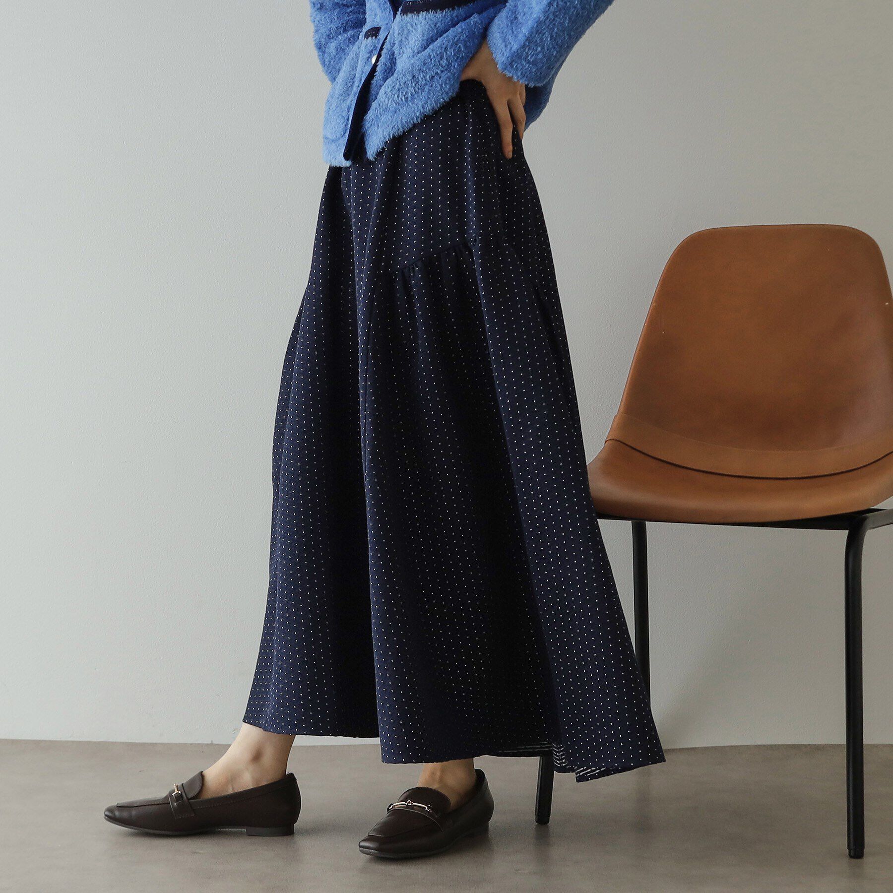 OPAQUE.CLIP「ドットジャカードフレアスカート【洗濯機洗い可】」|スカート|