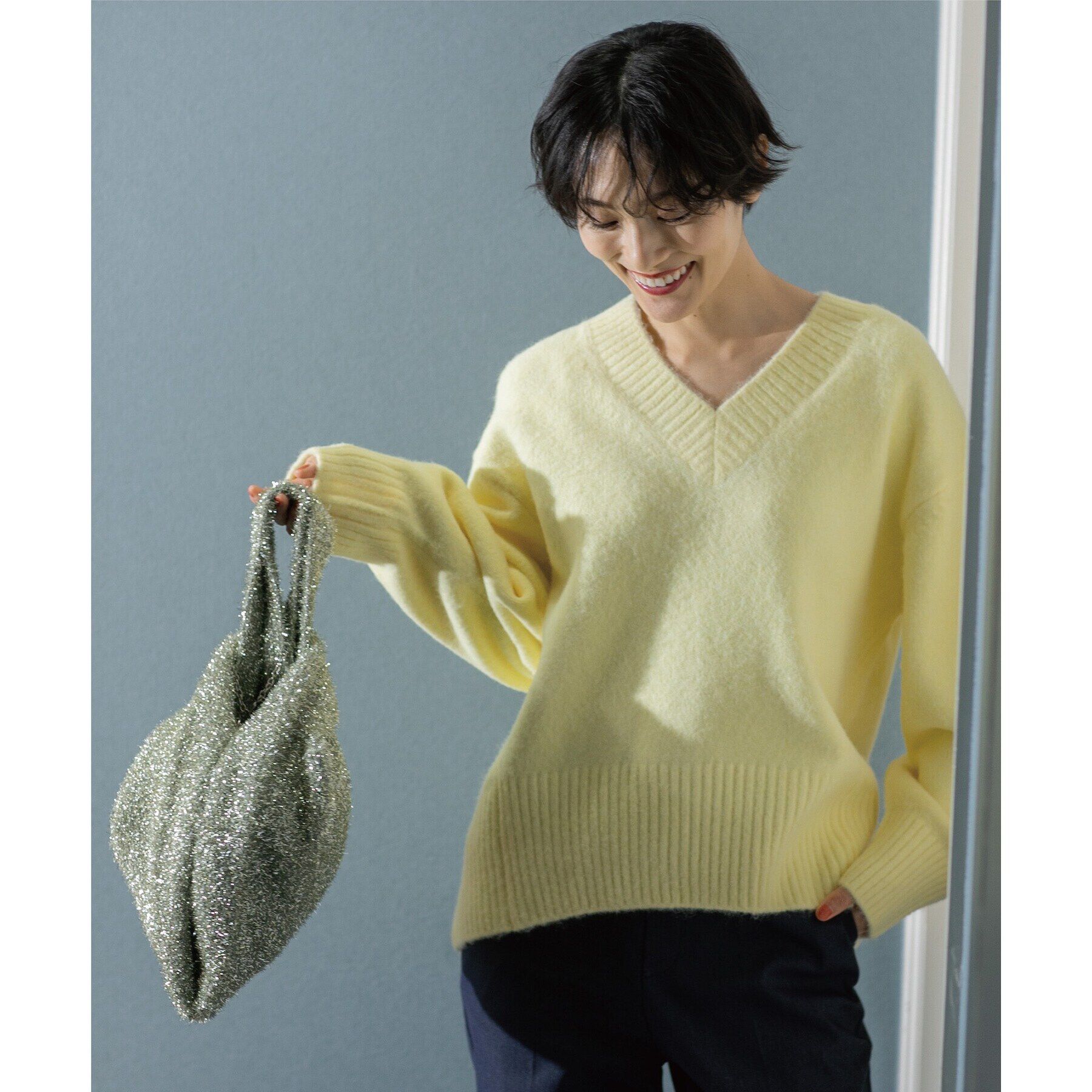 OPAQUE.CLIP「《7color》ふわふわVネックニット【洗濯機洗い可】」|ニット・セーター|