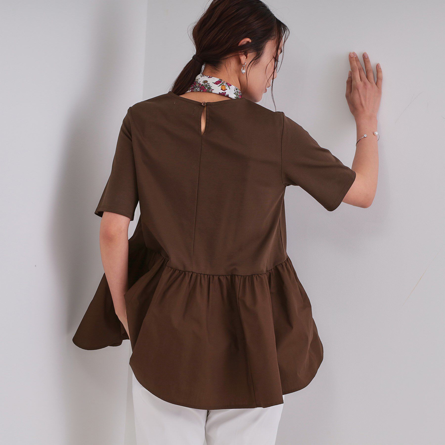 OPAQUE.CLIP「ペプラムドッキングカットソー【洗濯機洗い可】」|Tシャツ・カットソー|