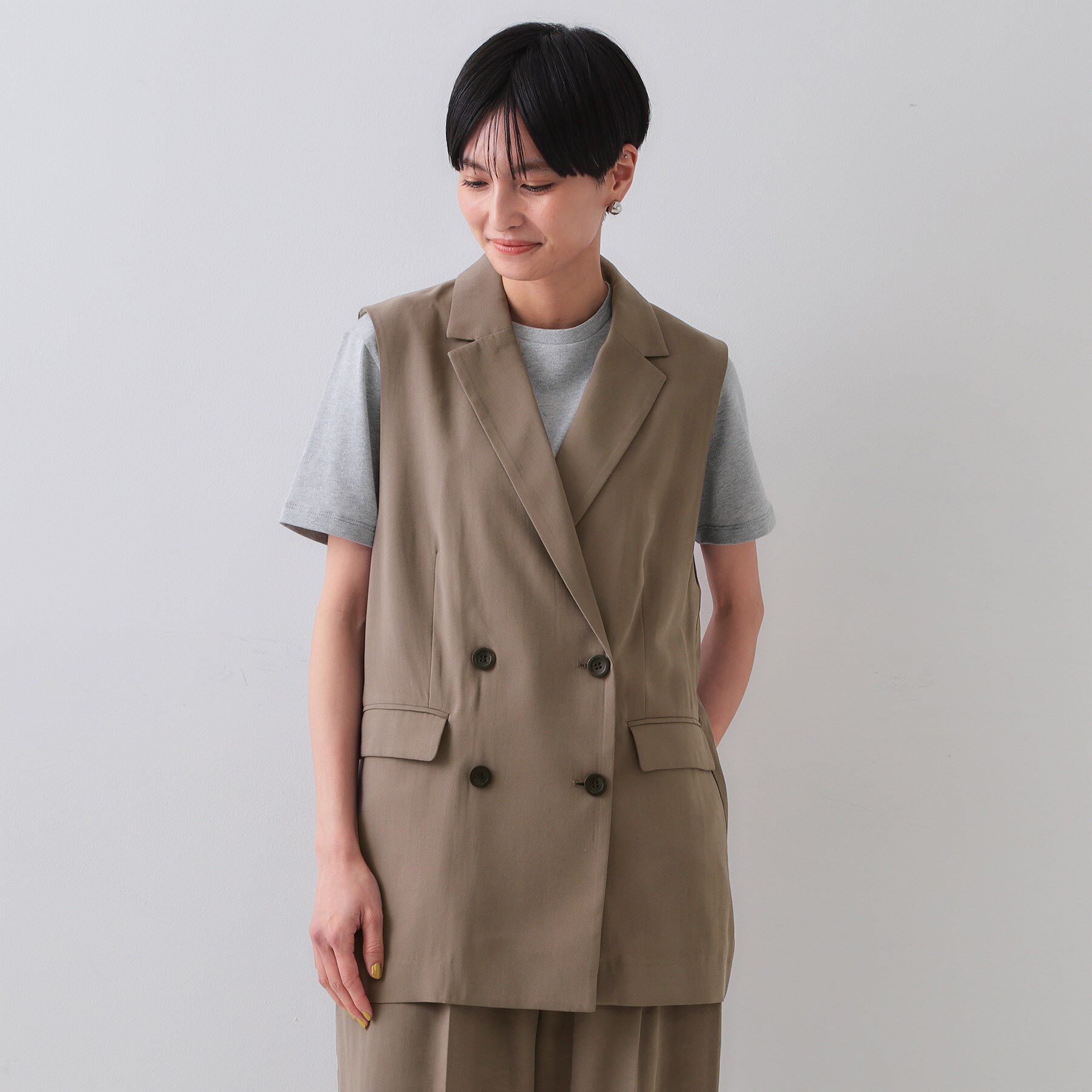 OPAQUE.CLIP「《美人百花掲載》テーラードジレ/セットアップ対応【洗える】」|ベスト・ジレ|
