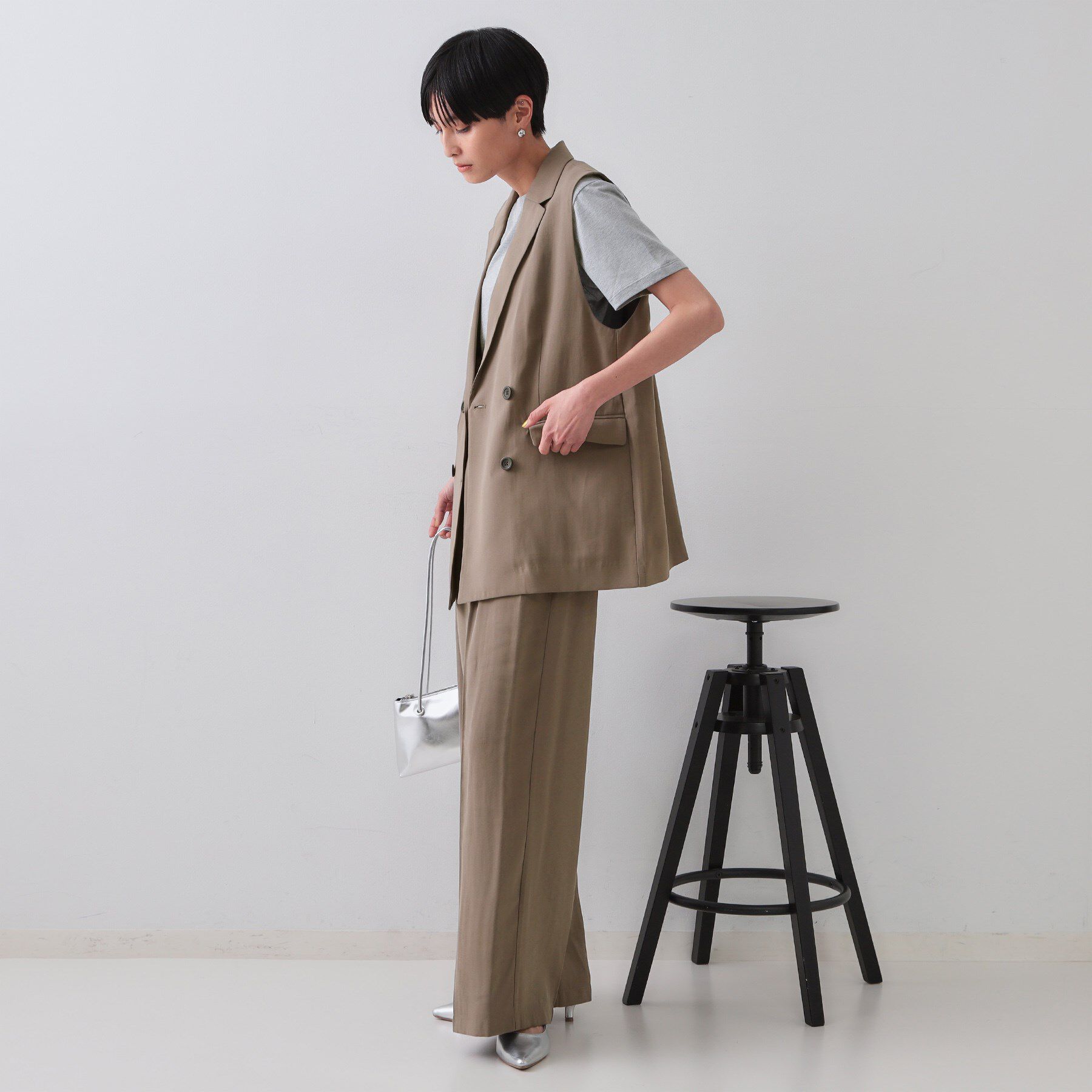 OPAQUE.CLIP「《美人百花掲載》テーラードジレ/セットアップ対応【洗える】」|ベスト・ジレ|