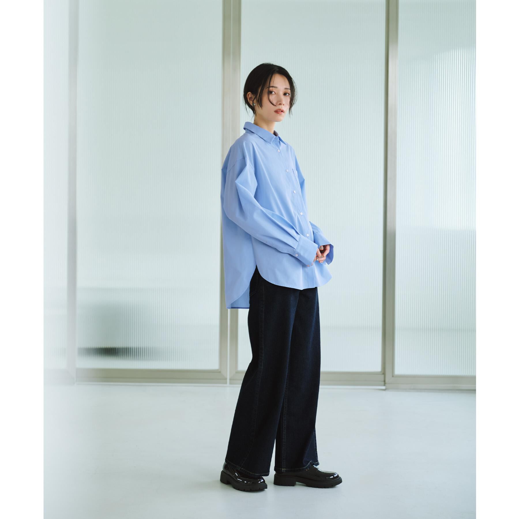 OPAQUE.CLIP「ストレッチバギーデニム【洗濯機洗い可】《SS～LL》」|デニム|