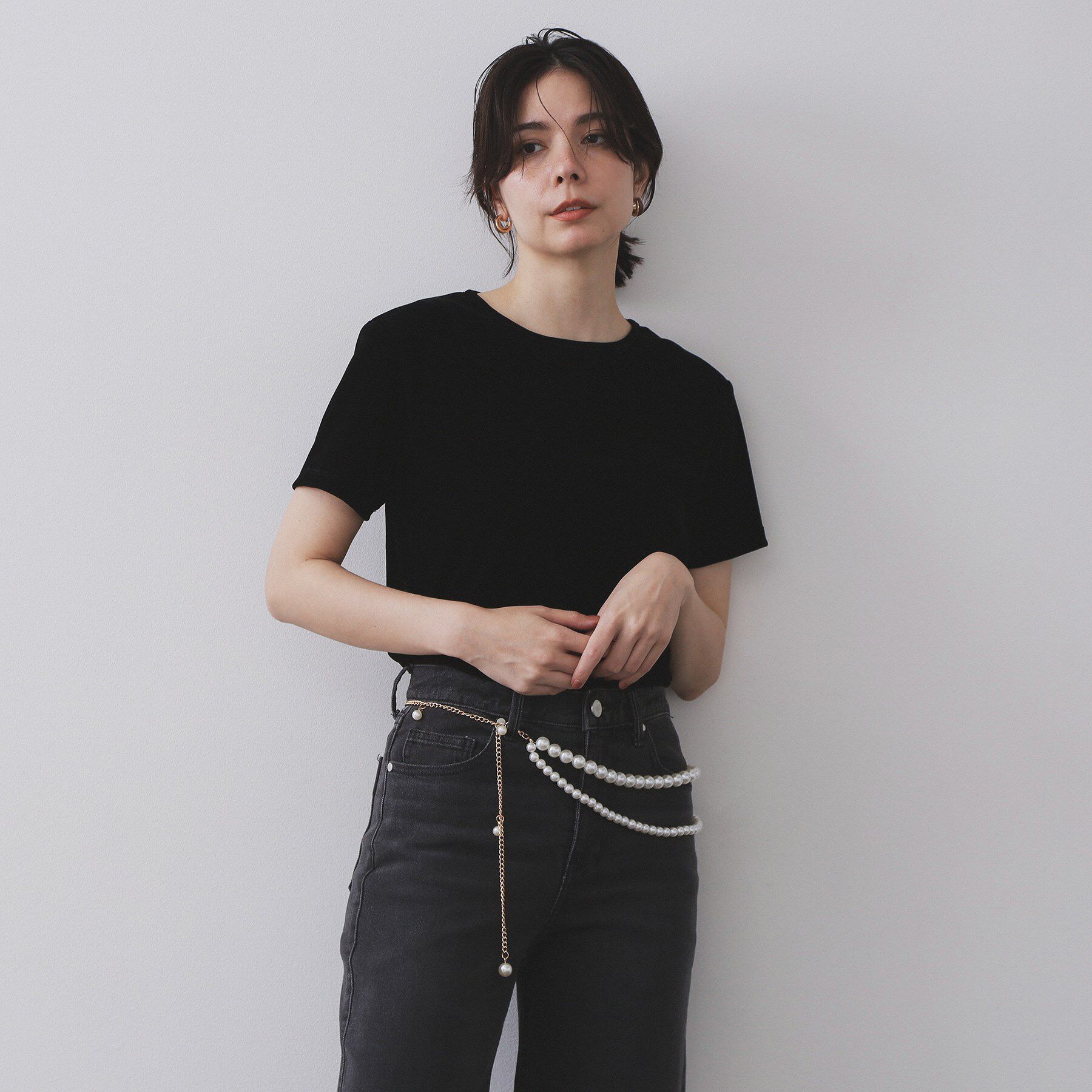 OPAQUE.CLIP「【マルチWAY】ネックレスにもなるパール調チェーンベルト」|ベルト|