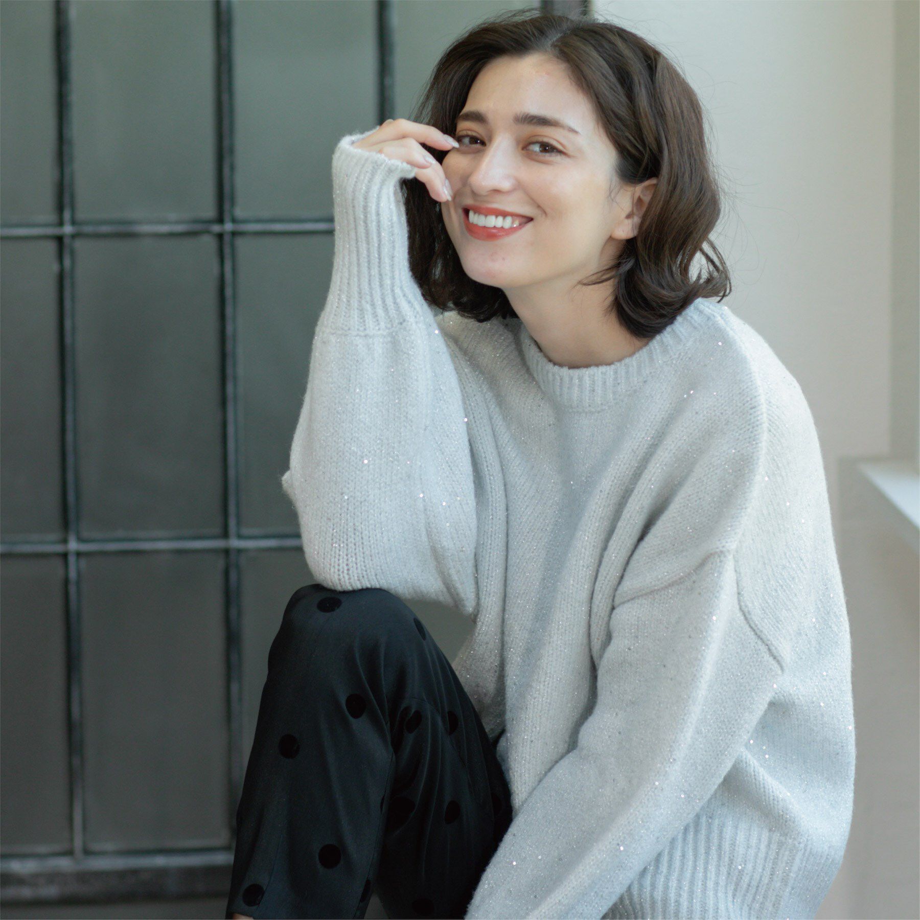 OPAQUE.CLIP「スパンコールラメニット【洗える】」|ニット・セーター|オフホワイト(603