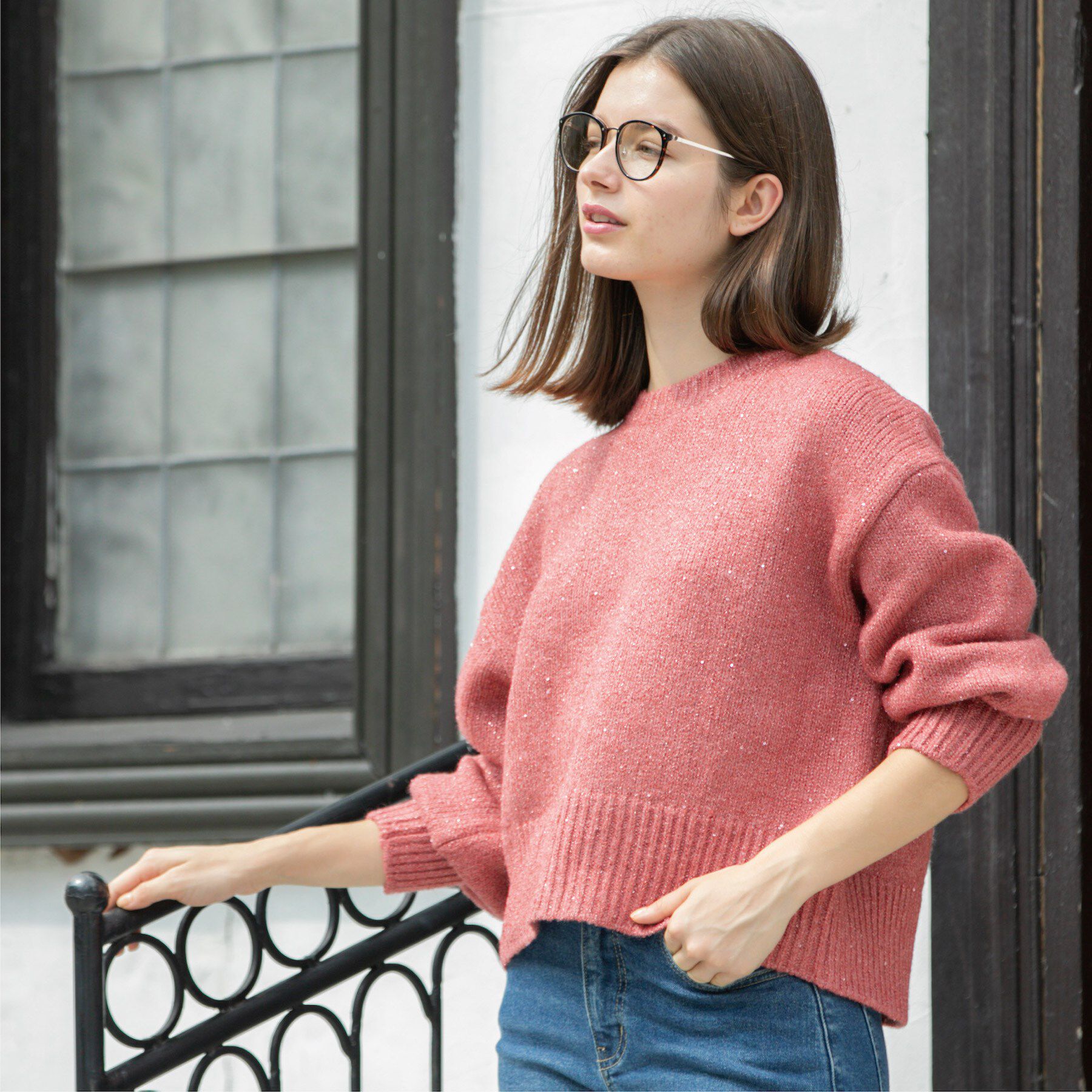 OPAQUE.CLIP「スパンコールラメニット【洗える】」|ニット・セーター|