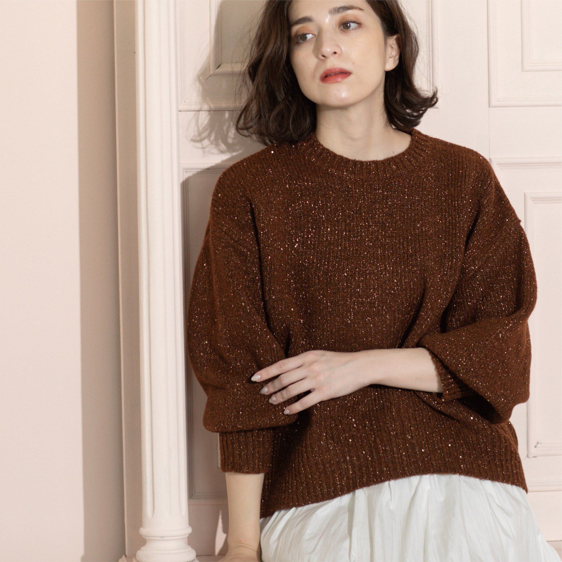 OPAQUE.CLIP「スパンコールラメニット【洗える】」|ニット・セーター|