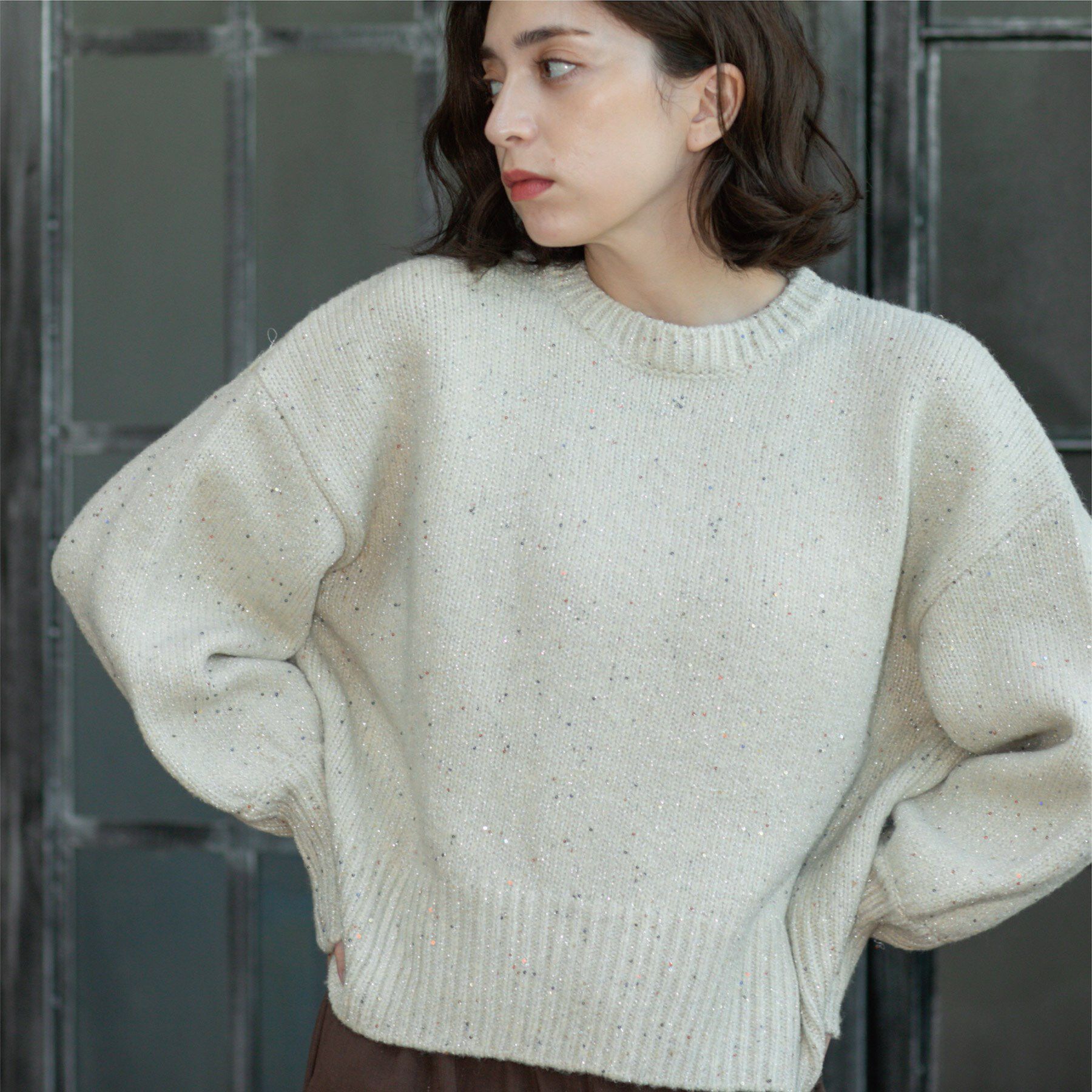 OPAQUE.CLIP「スパンコールラメニット【洗える】」|ニット・セーター|