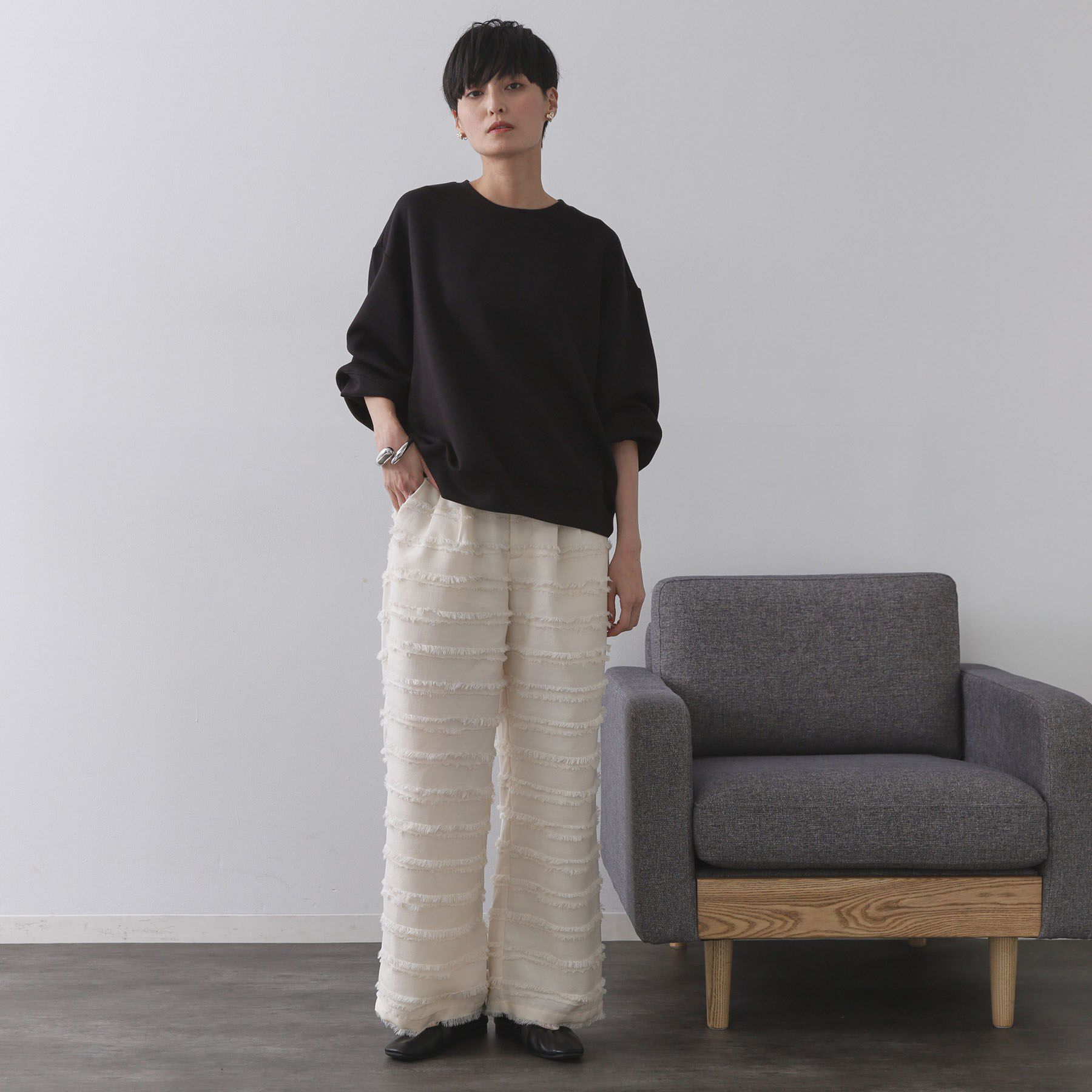 OPAQUE.CLIP「ワンポイント刺繍ダンボールトップス【UVケア/洗濯機洗い可】」|Tシャツ・カットソー|