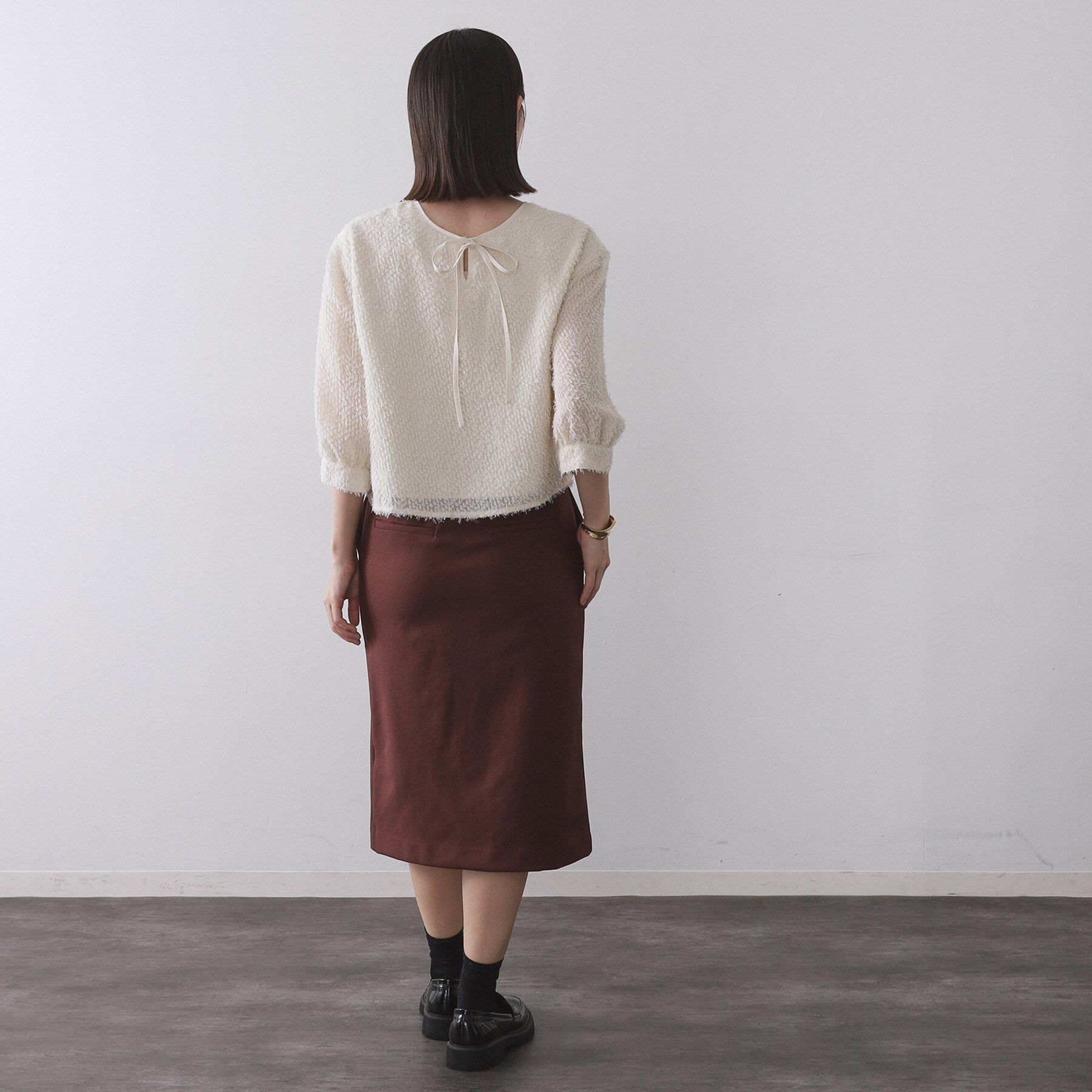 OPAQUE.CLIP「前後2WAY　シアーフリンジジャカードブラウス【洗濯機OK】」|シャツ・ブラウス|