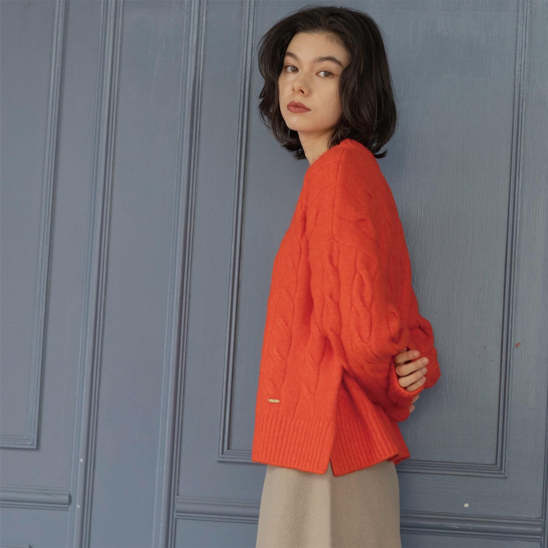 OPAQUE.CLIP「MIXミドルゲージケーブルニット【洗濯機OK】」|ニット・セーター|