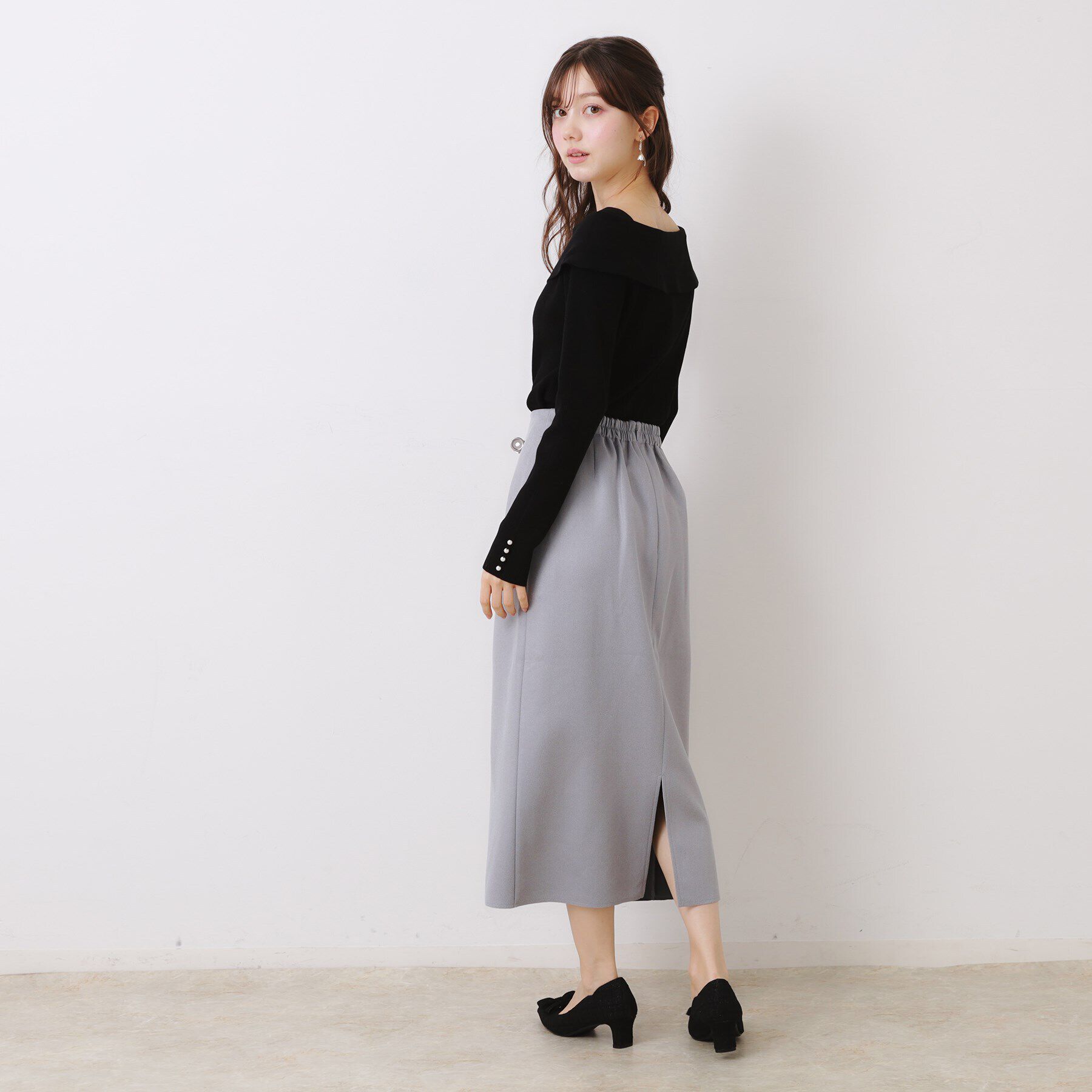 Couture broach「【華奢見え・フェミニン】変形カラーリブニット」|ニット・セーター|