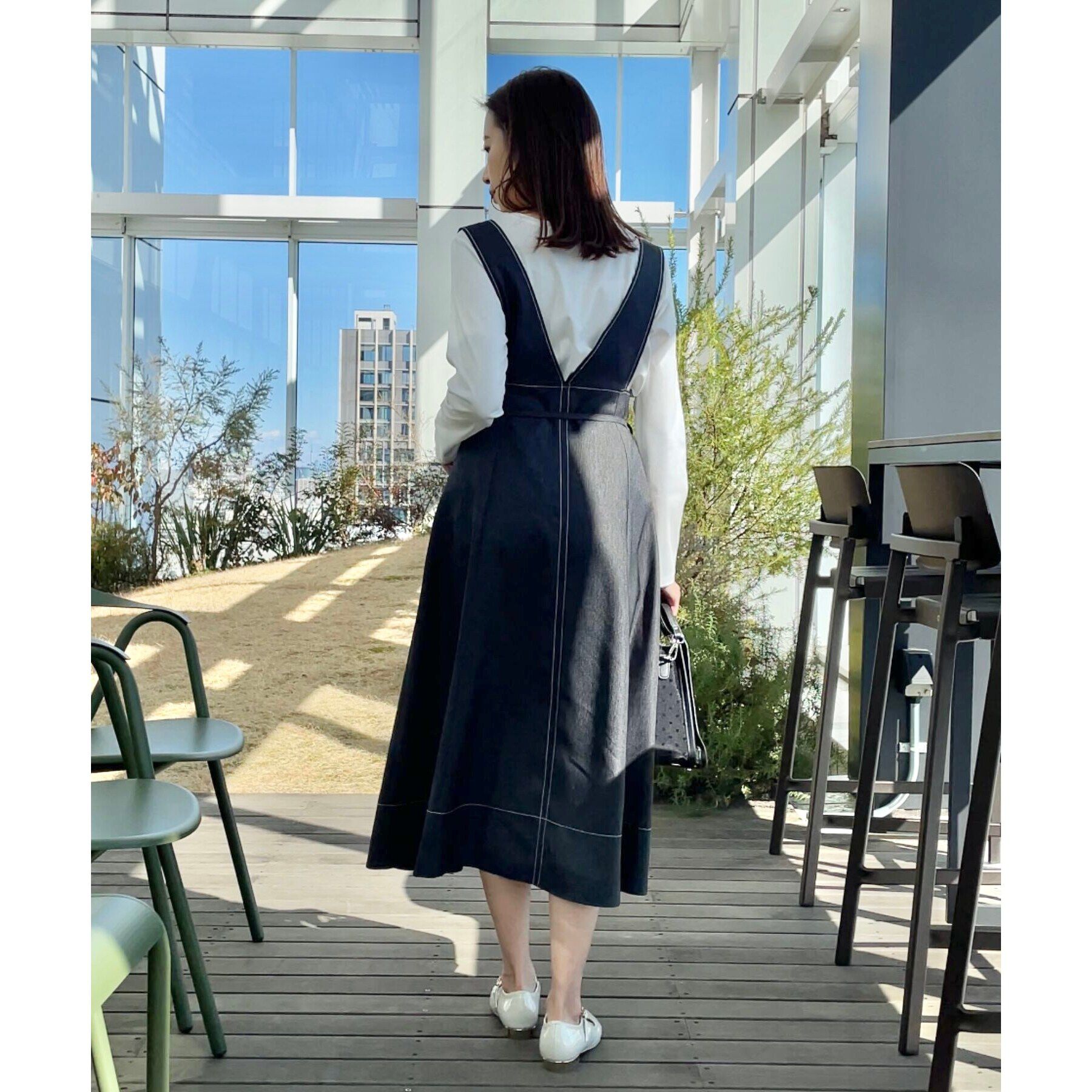 Couture broach「【大人可愛い・キレイめジャンスカ】デニムライク細リボンジャンスカ」|ワンピース|