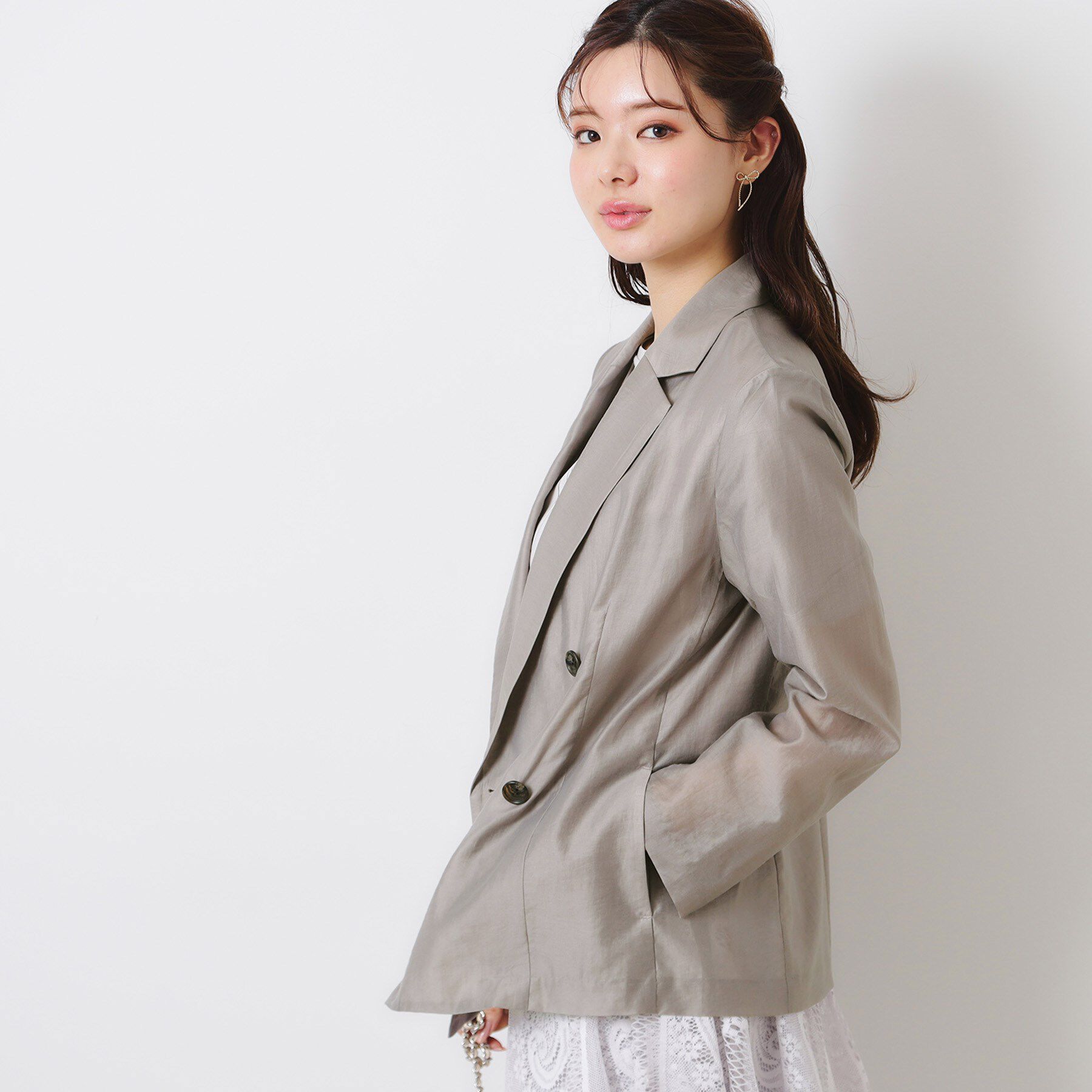 Couture broach「【オシャレな透け感・通勤】シアージャケット」|テーラードジャケット|