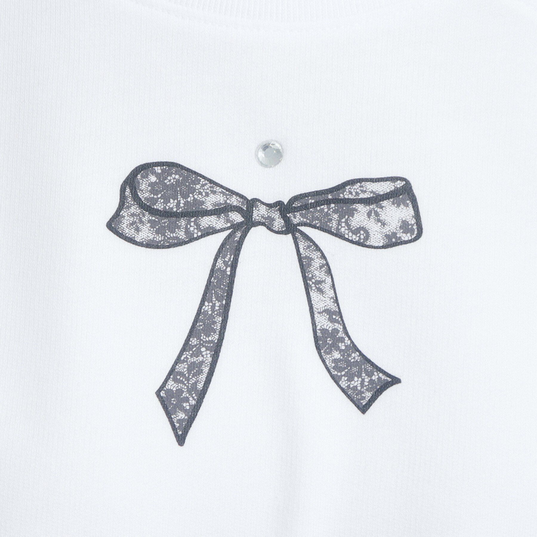 PINK-latte「リボンモチーフ裏毛オフショルダー」|Tシャツ・カットソー|