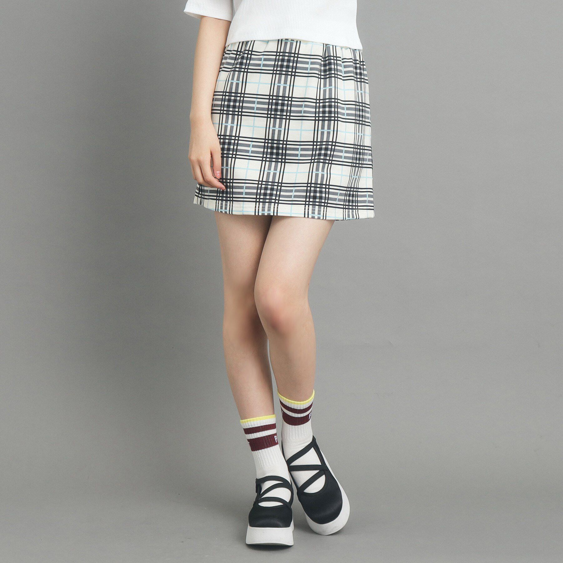 PINK-latte「【130cmあり/インナー付き】チェックミニスカート」|スカート|