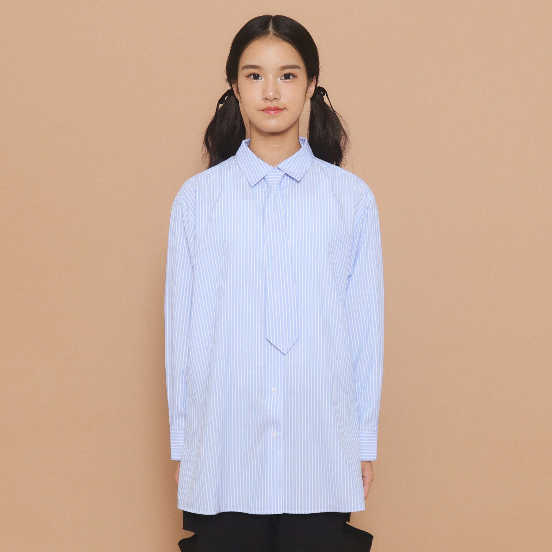 PINK-latte「タイ付き チュニック風シャツ」|シャツ・ブラウス|