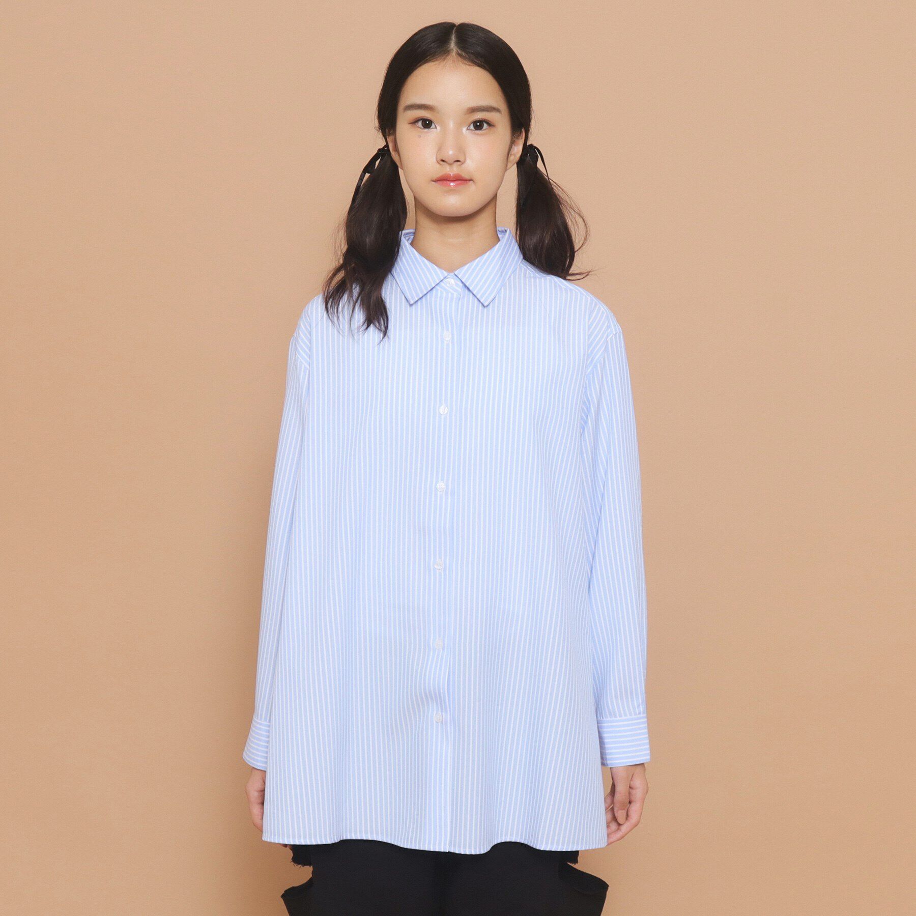 PINK-latte「タイ付き チュニック風シャツ」|シャツ・ブラウス|