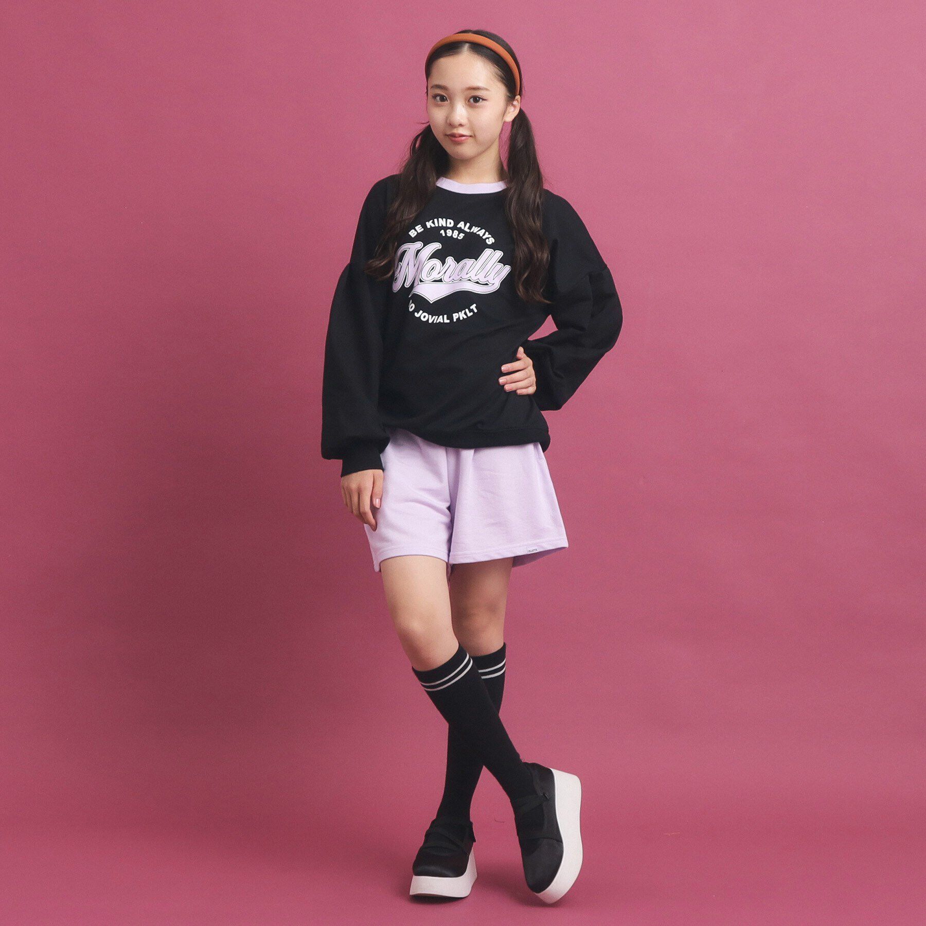 PINK-latte「【セットアップ】コットンミニ裏毛プルオーバー＆ショートパンツ」|その他|