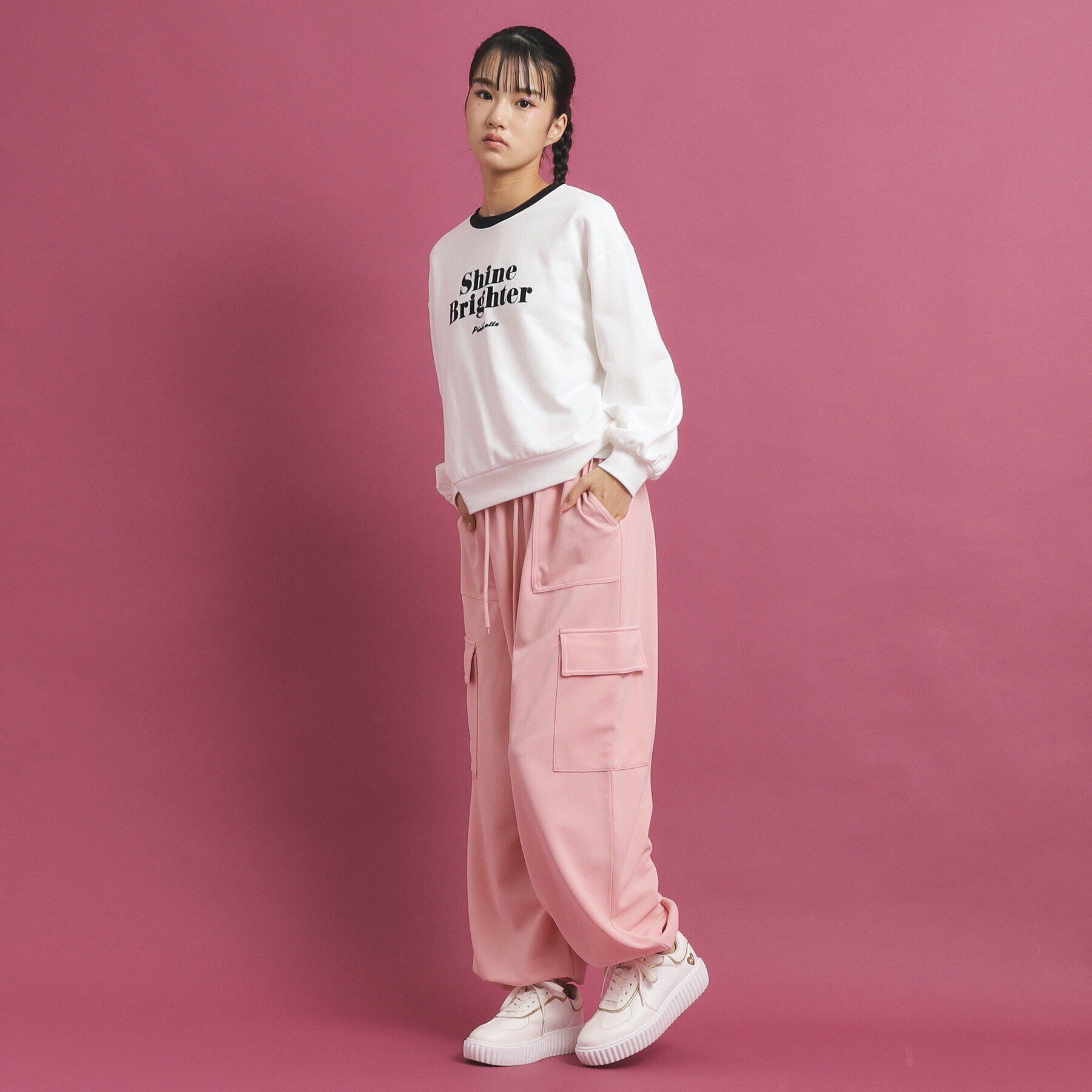 PINK-latte「リンガー裏毛プルオーバー」|Tシャツ・カットソー|