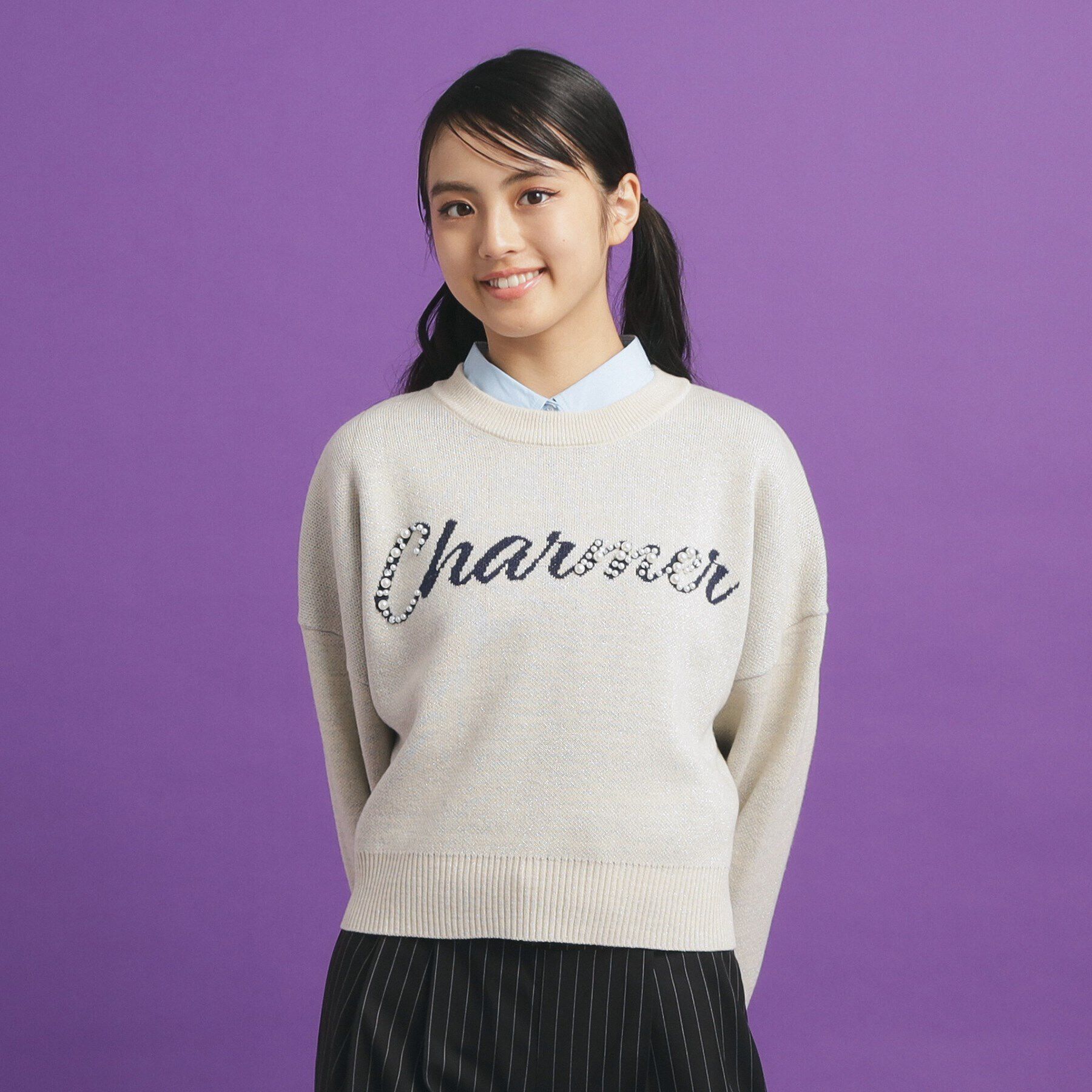 PINK-latte「ラメジャカードニット」|ニット・セーター|オフホワイト(003