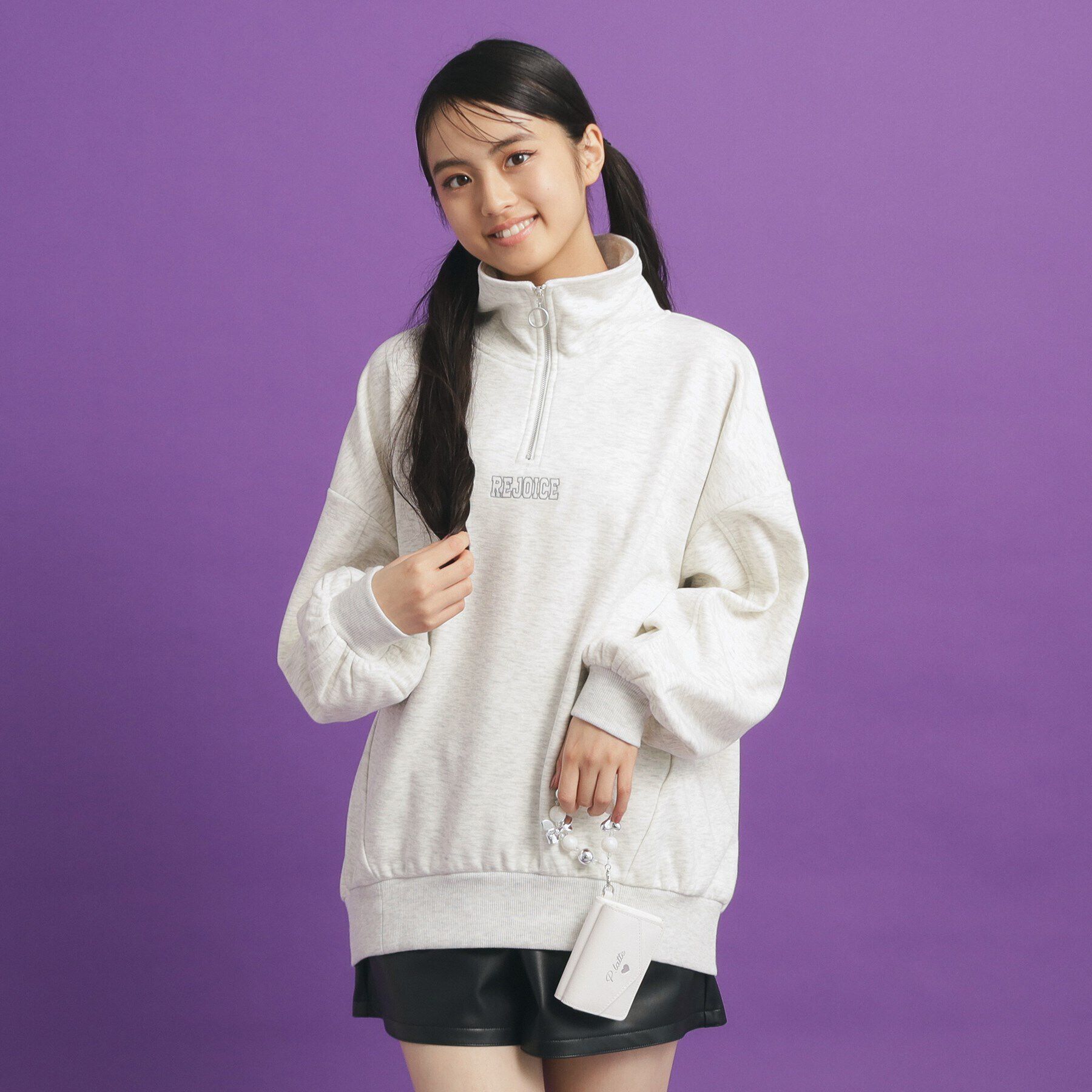 PINK-latte「シャギー衿ジッププルオーバー」|Tシャツ・カットソー|ライトグレー(011