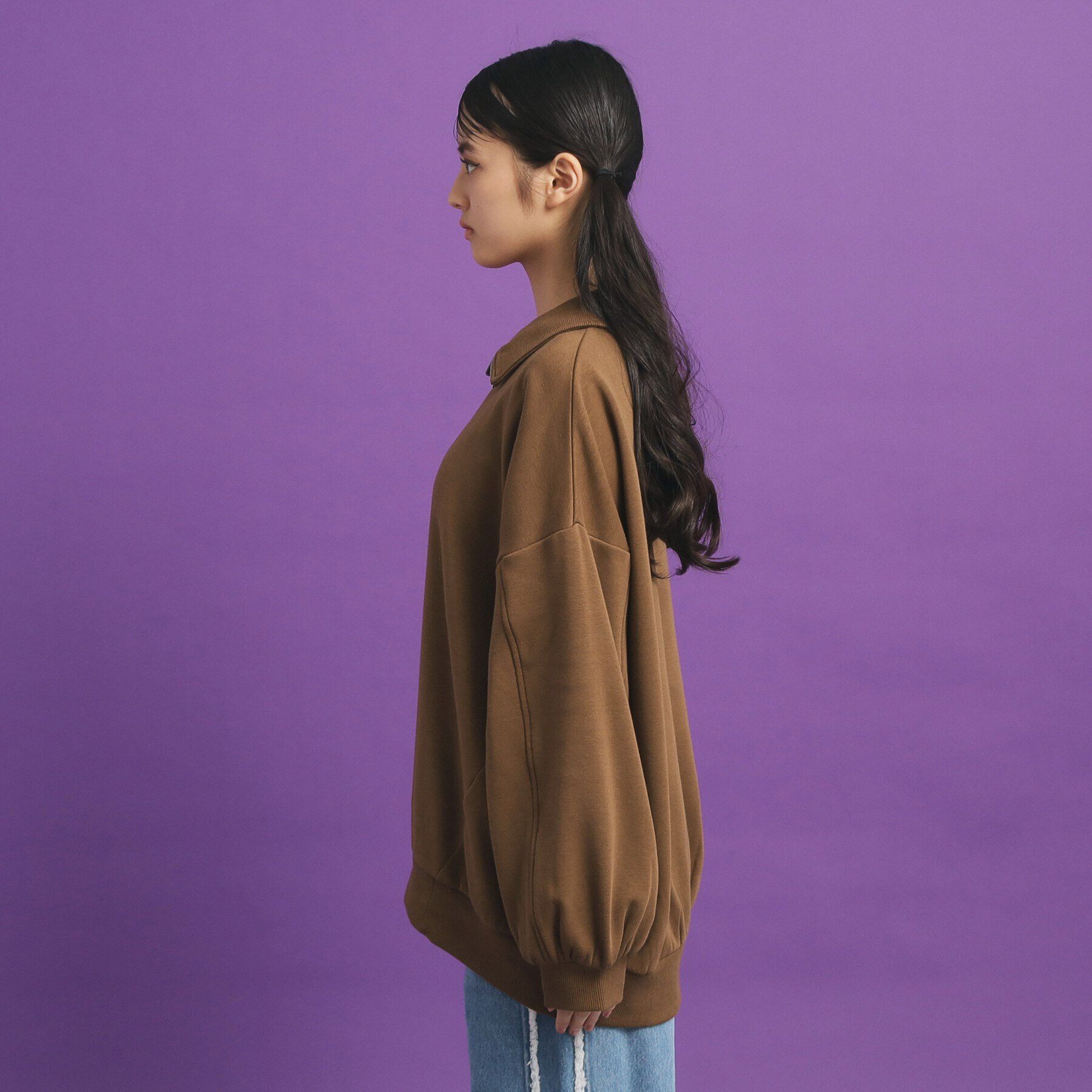 PINK-latte「シャギー衿ジッププルオーバー」|Tシャツ・カットソー|