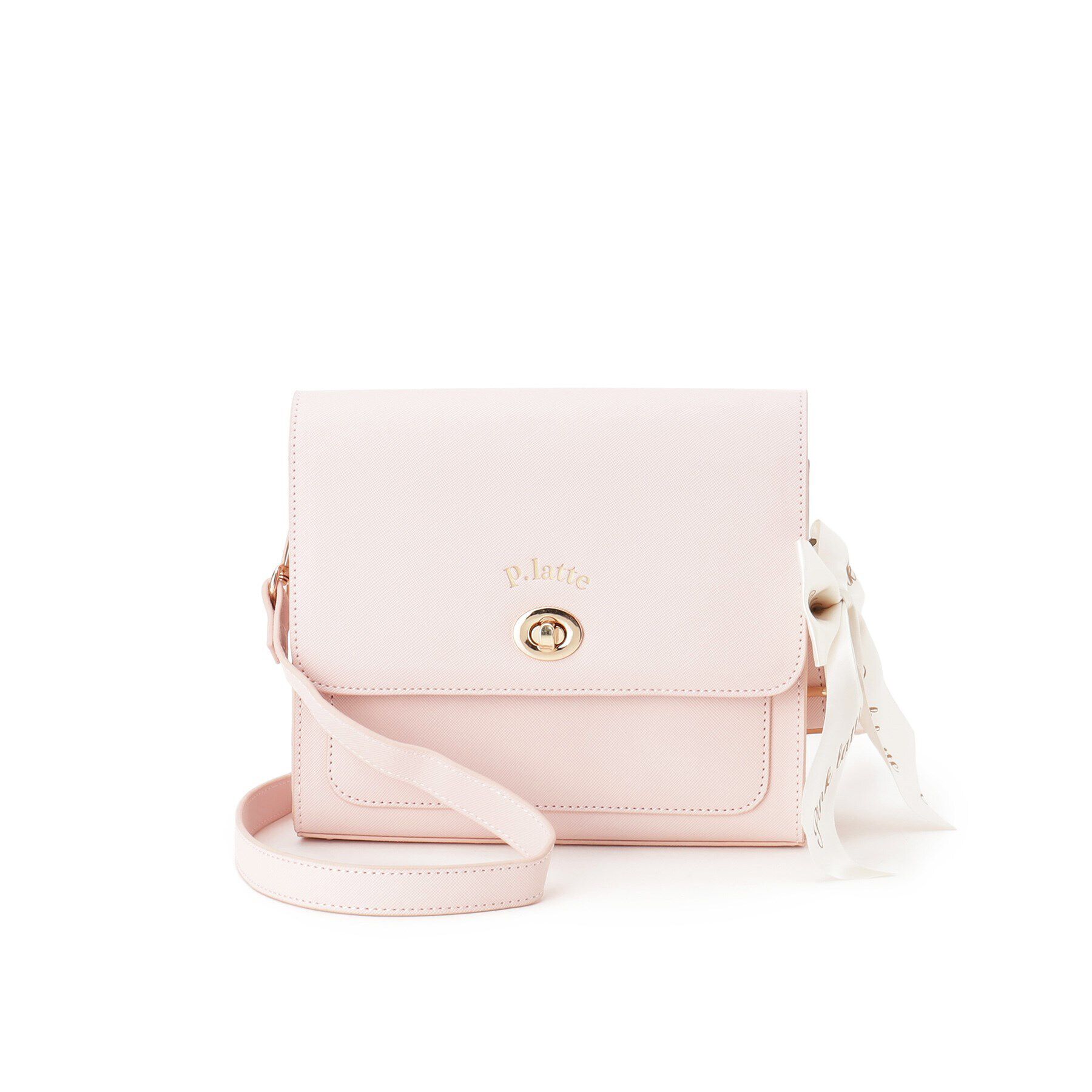 PINK-latte「リボンチャーム付きPUショルダー」|ショルダー・メッセンジャー|