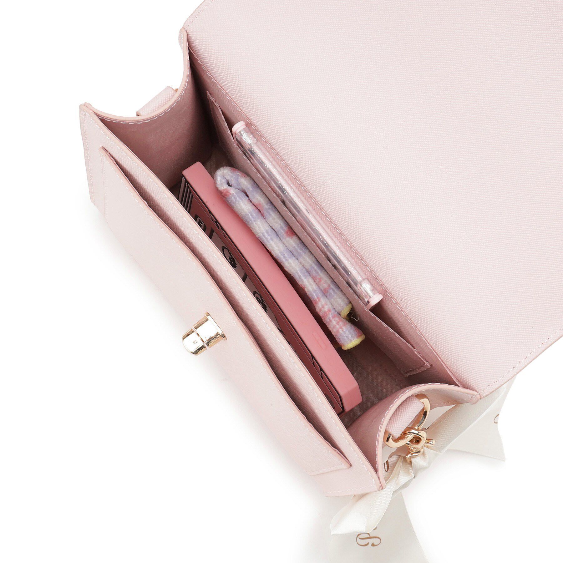 PINK-latte「リボンチャーム付きPUショルダー」|ショルダー・メッセンジャー|