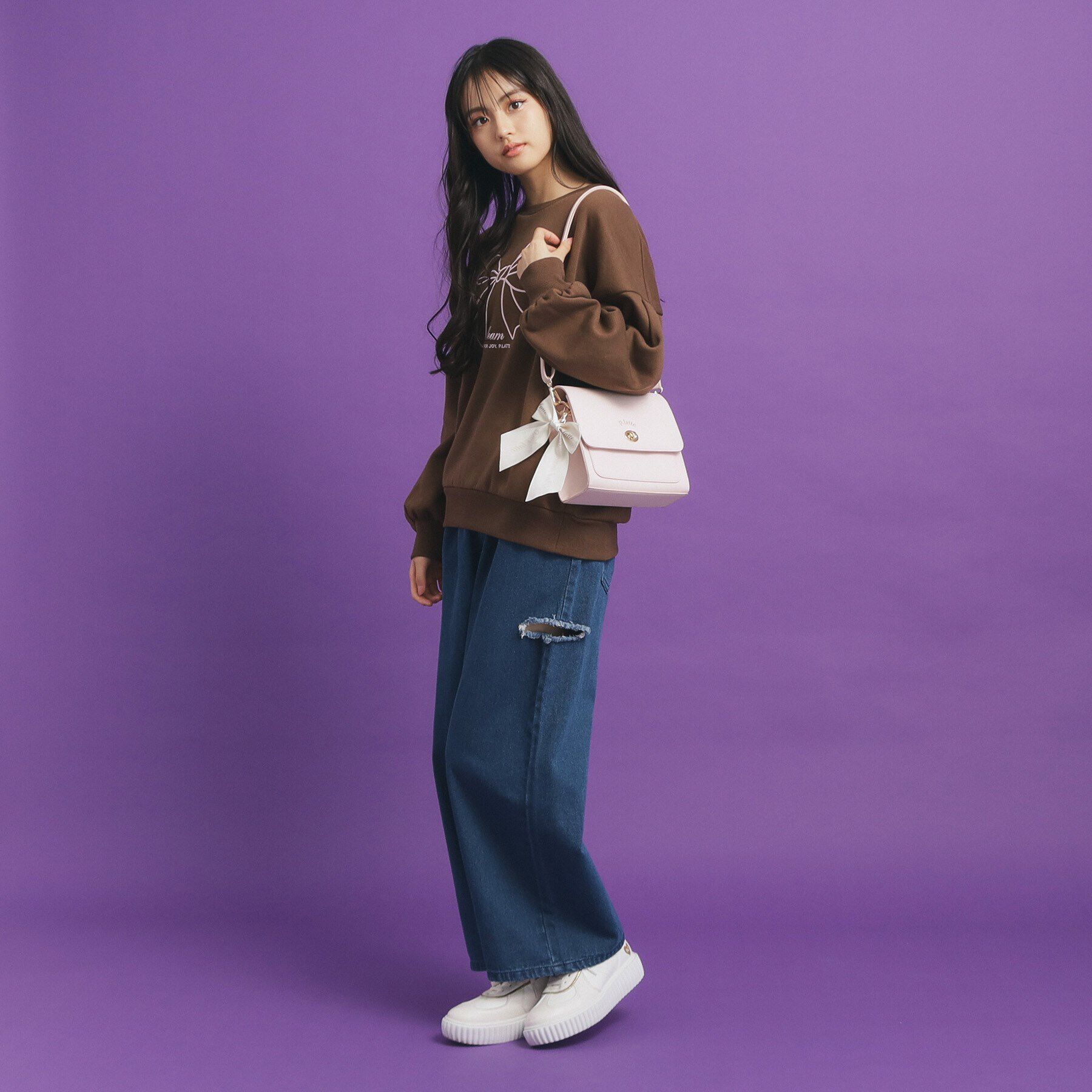 PINK-latte「リボンチャーム付きPUショルダー」|ショルダー・メッセンジャー|