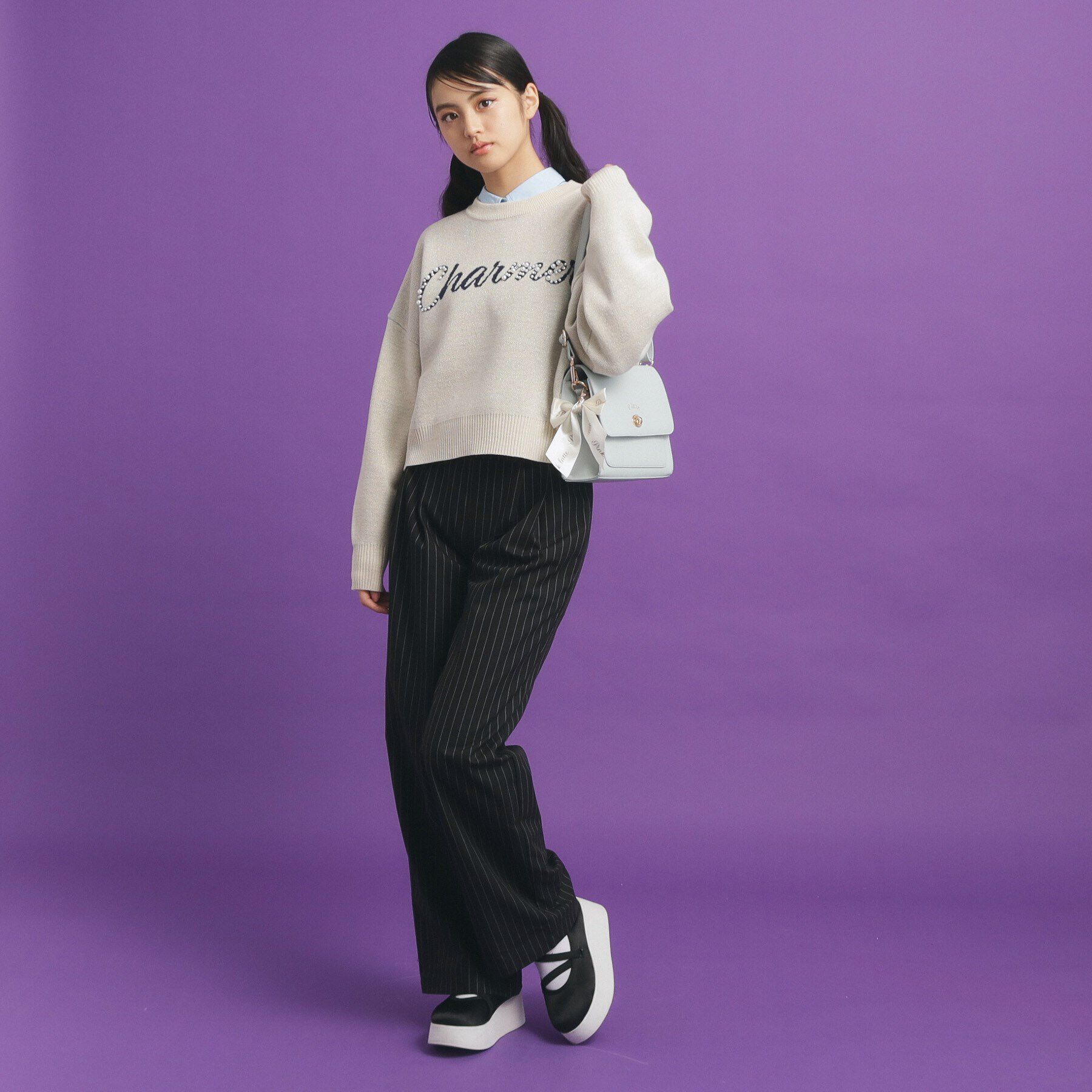 PINK-latte「リボンチャーム付きPUショルダー」|ショルダー・メッセンジャー|