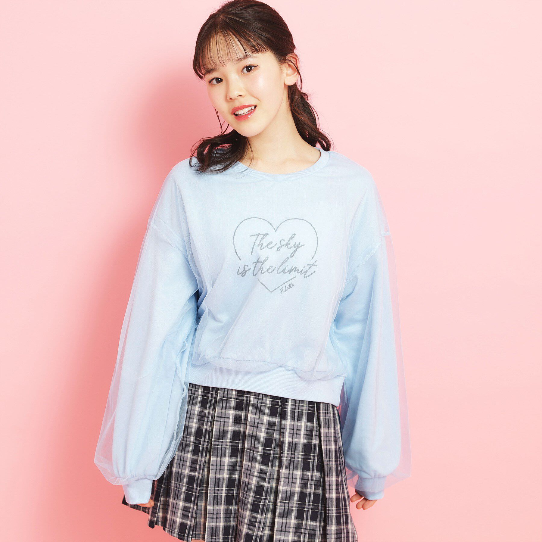 PINK-latte「ミニ裏毛 チュールスウェット」|その他|