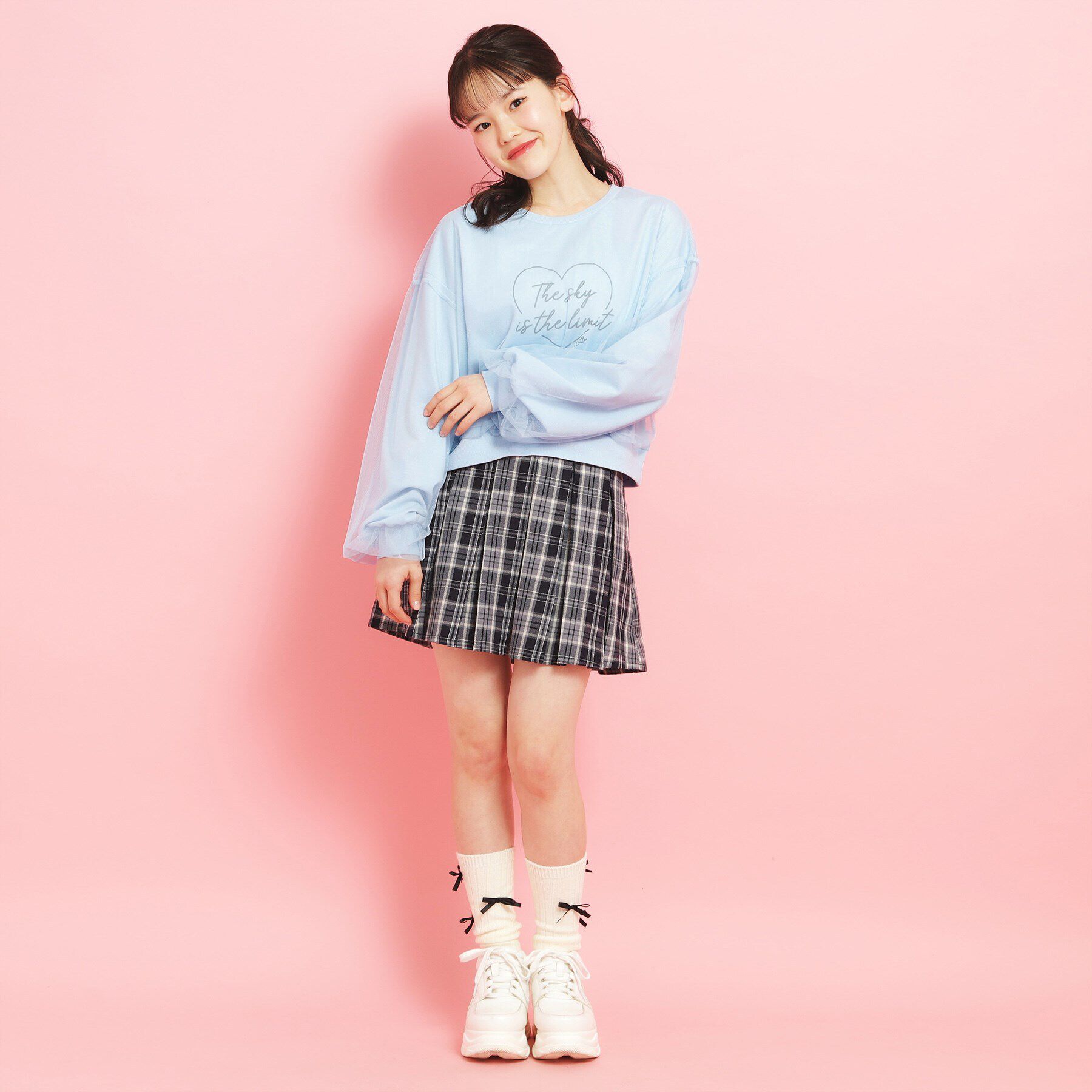 PINK-latte「ミニ裏毛 チュールスウェット」|その他|