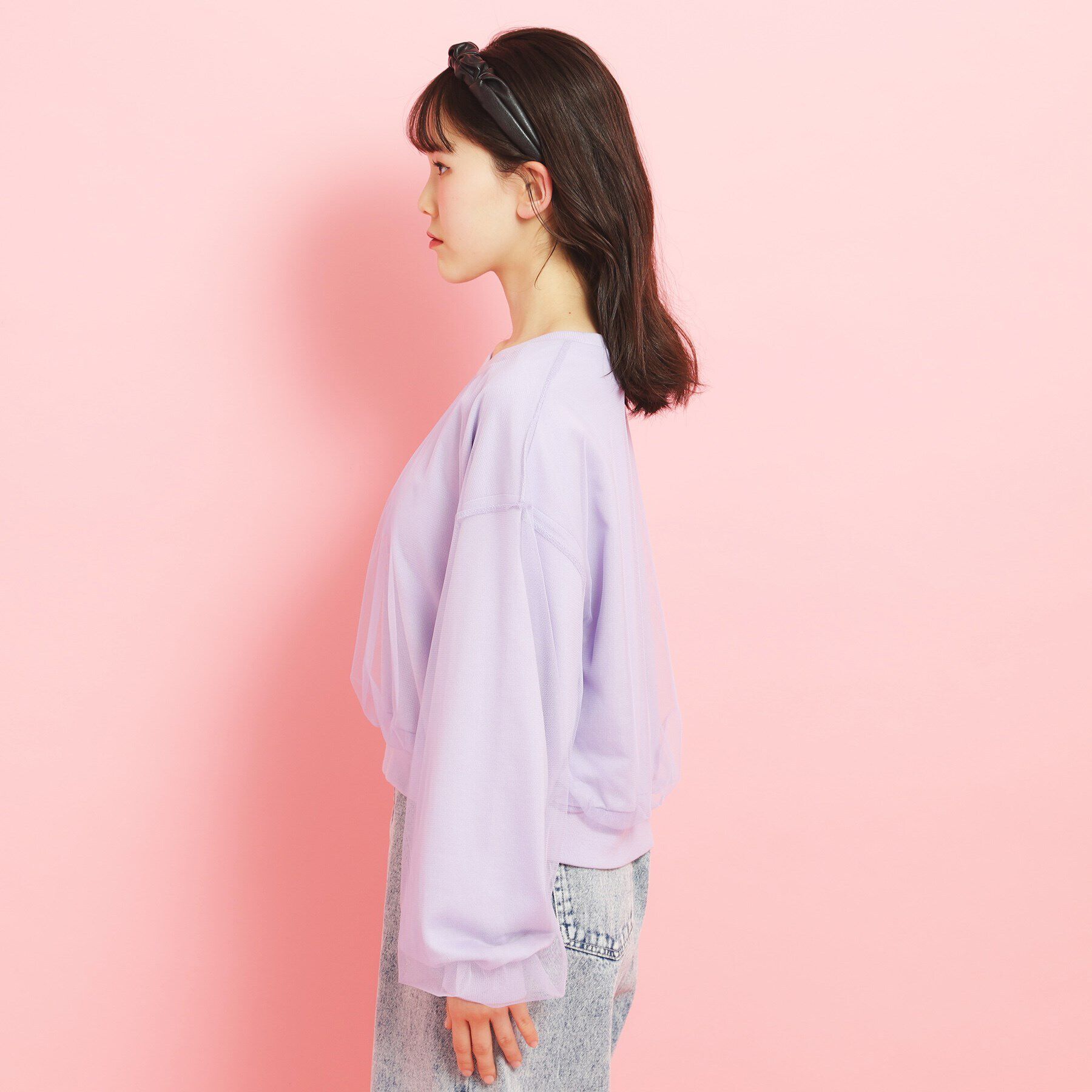 PINK-latte「ミニ裏毛 チュールスウェット」|その他|