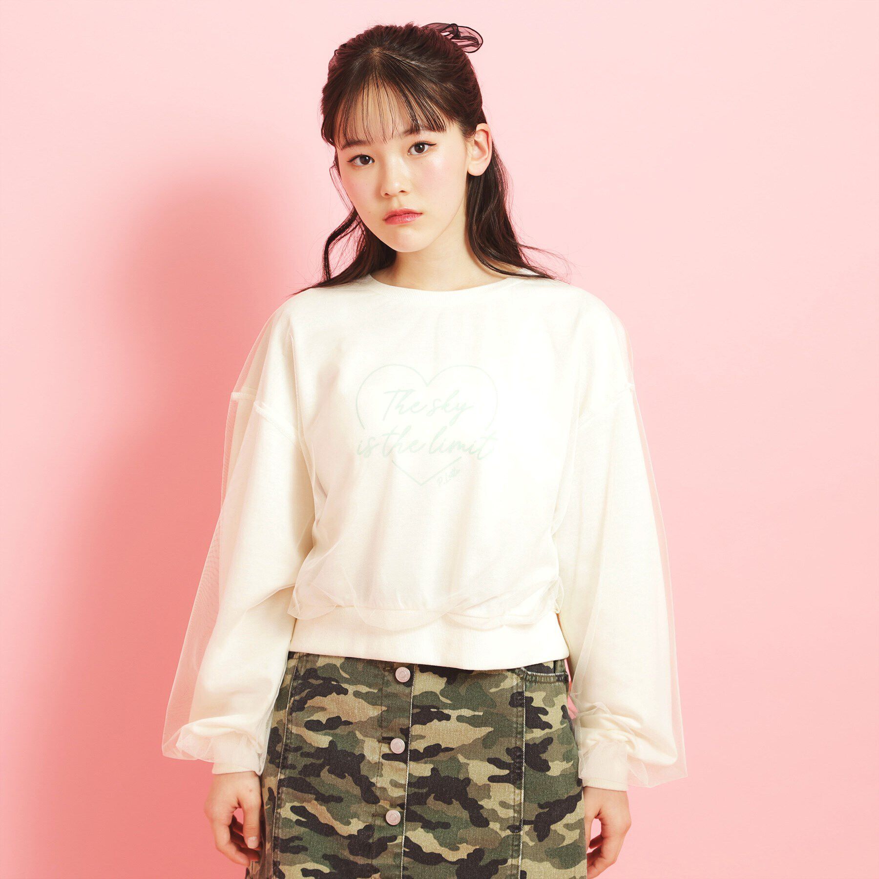 PINK-latte「ミニ裏毛 チュールスウェット」|その他|