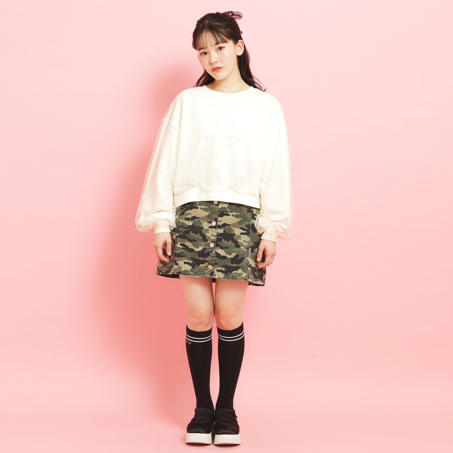 PINK-latte「ミニ裏毛 チュールスウェット」|その他|