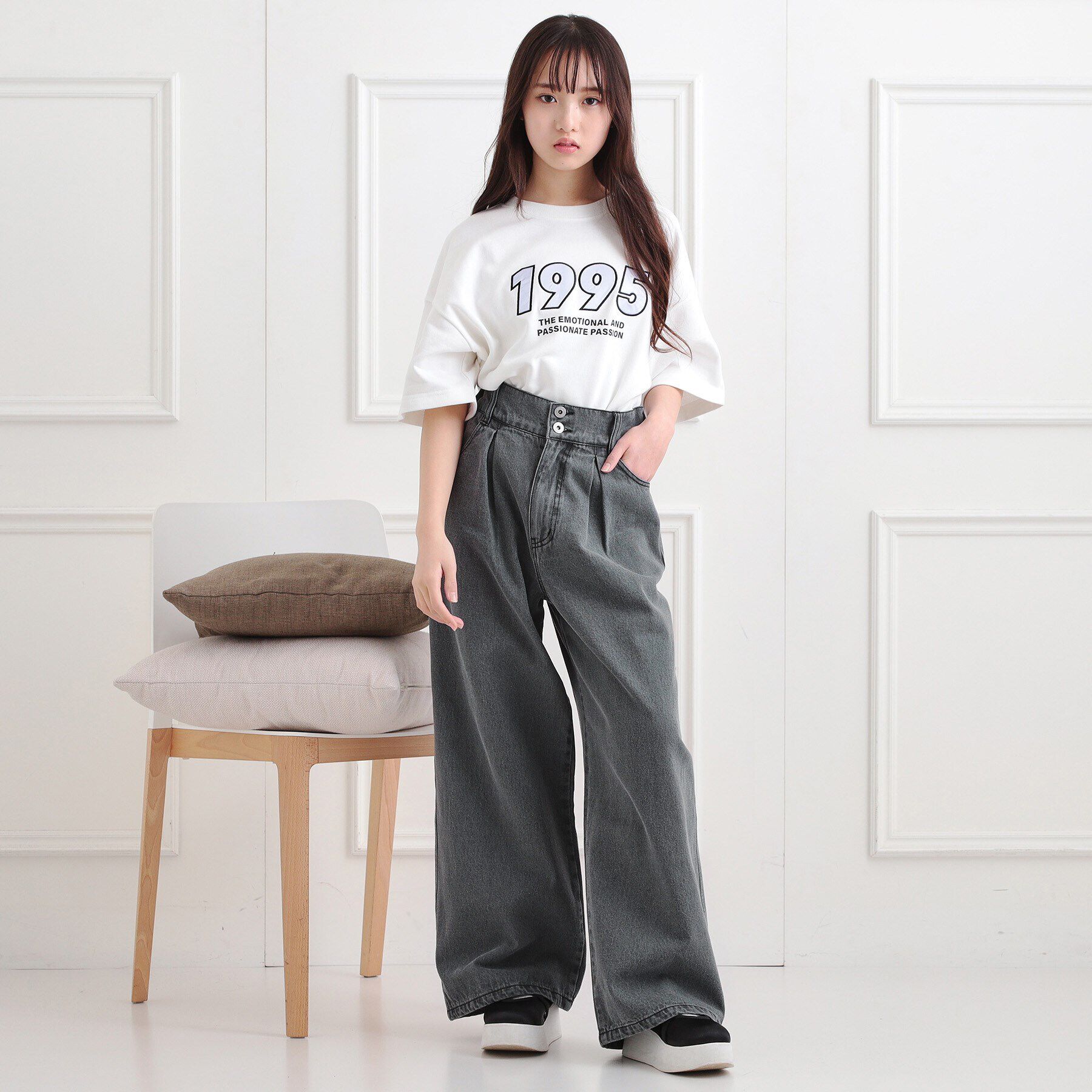 PINK-latte「タックワイドストレートデニム」|その他|